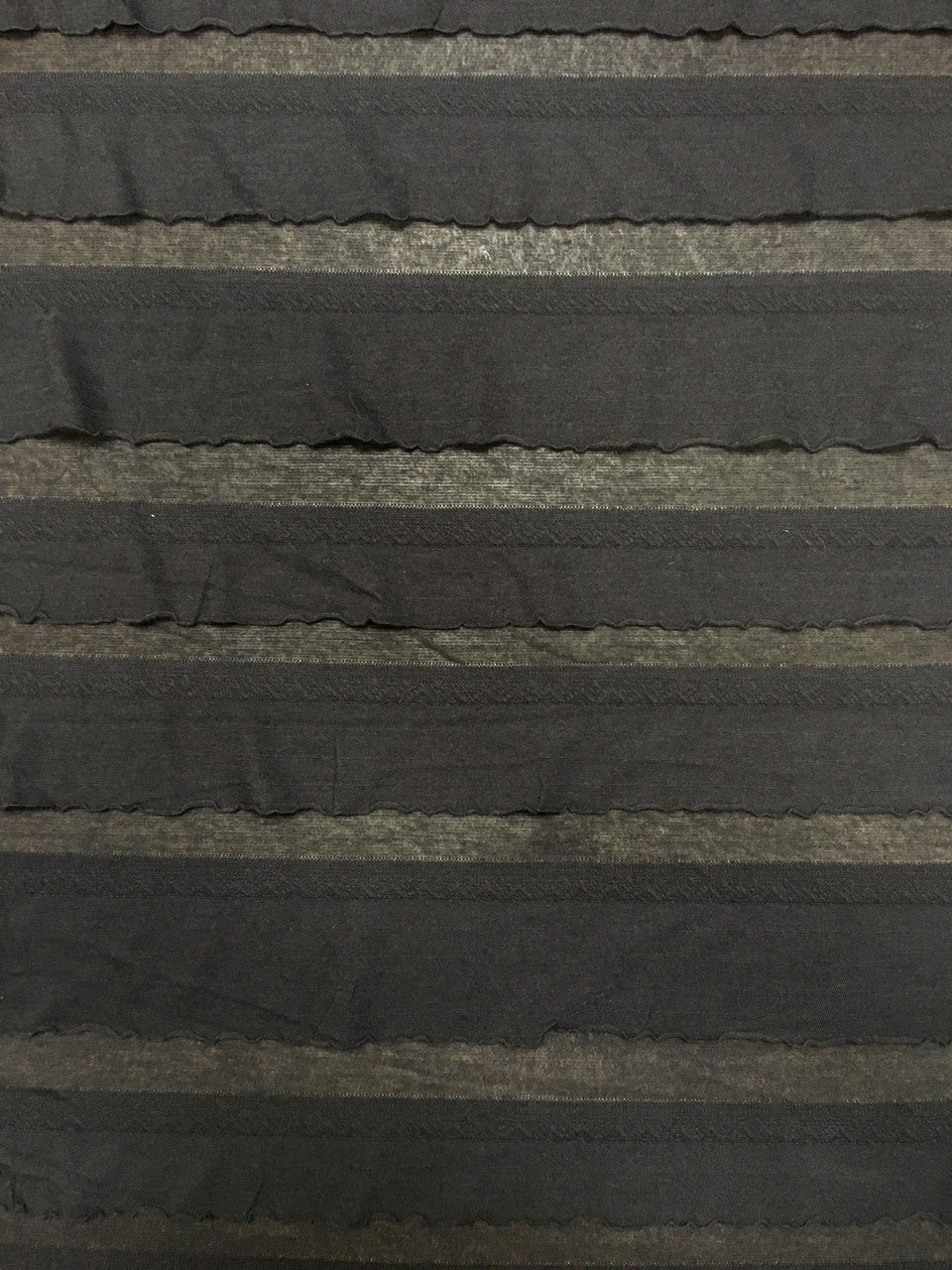 Polyester Spandex Fabric - 2" Ruffles, Grey/Black, Black/Black, 50 To 52 Inches Wide