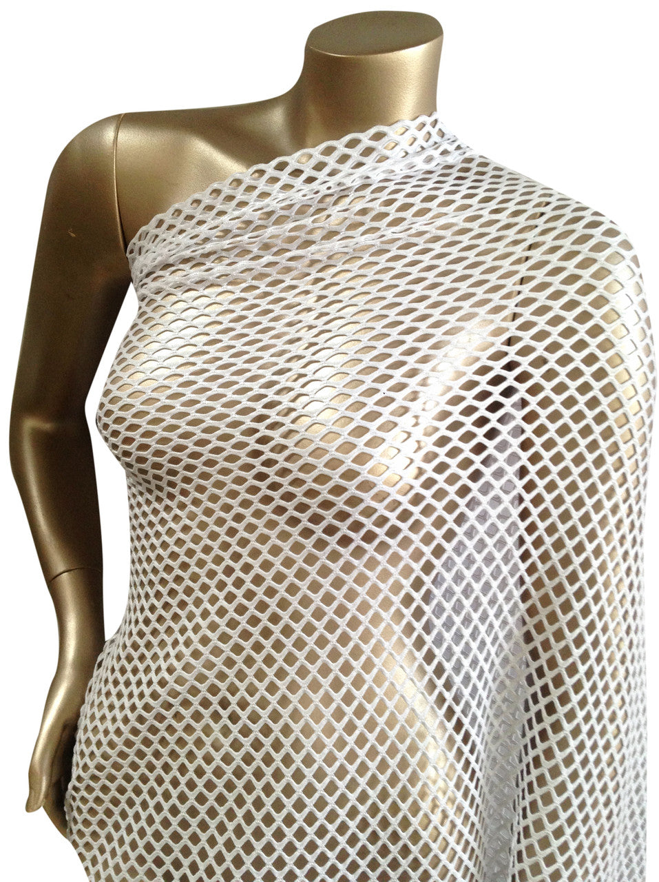 Big Hole 0.5 Inch Diamond Mesh With Shiny Foil Stretch Polyester Spandex Fishnet Fabric - Black/Gold, White/Silver, Black/Silver, 0.5 Inch Diamond Mesh, 58-60" Width
