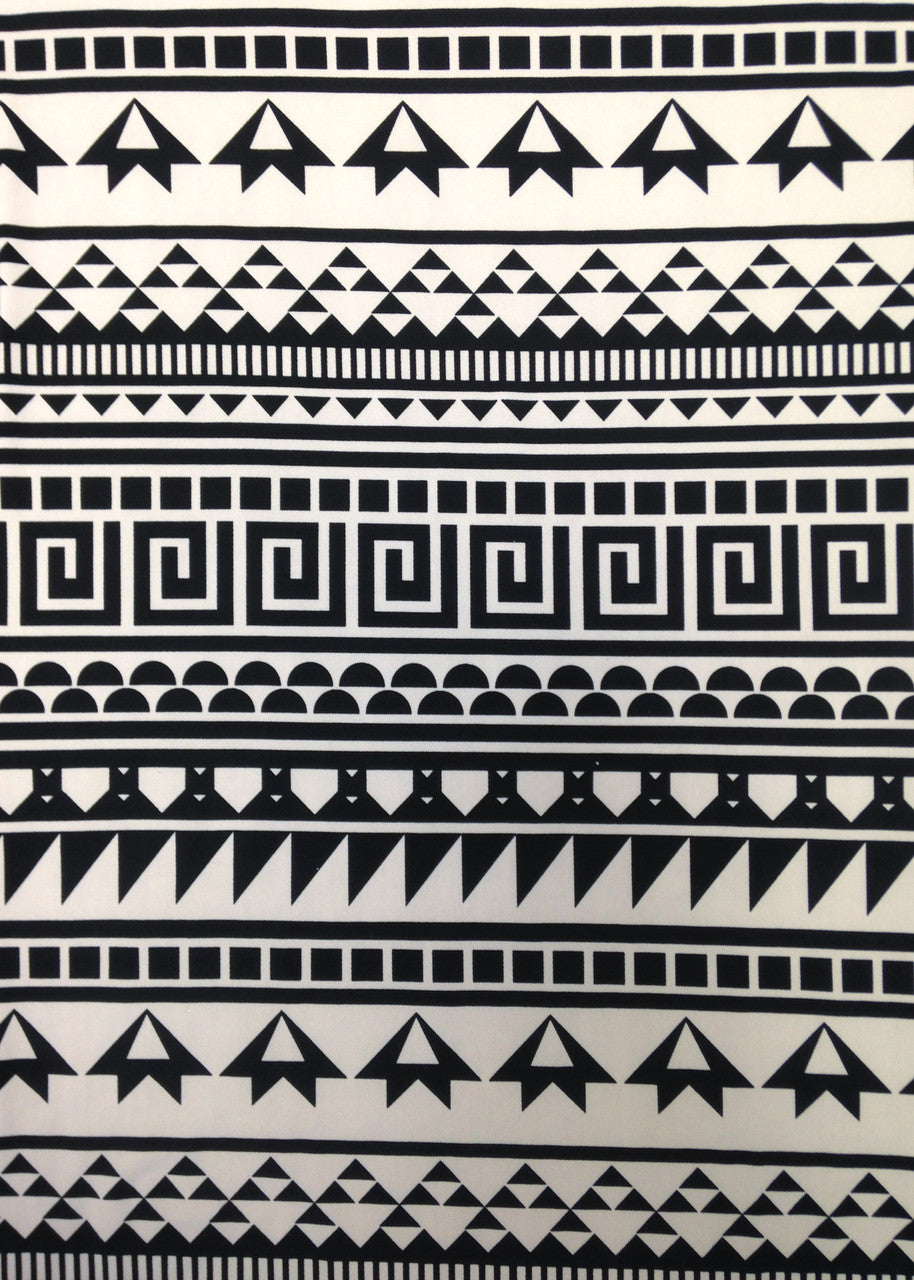 Repeat Greek Pattern Polyester Spandex Fabric - White/Black, Pink/Navy, Lightweight Knit Jersey, 58"-60" Wide