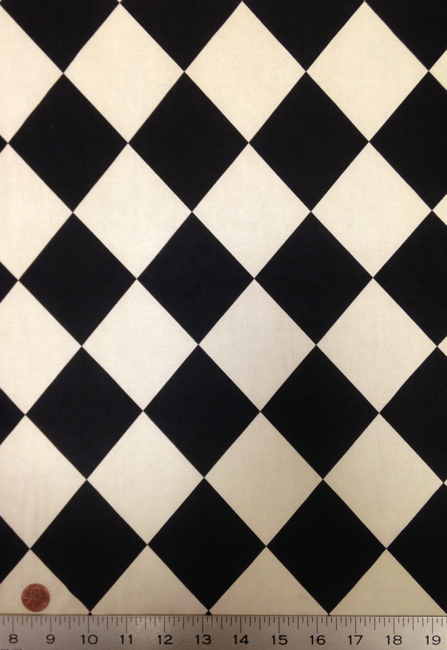 Black Off-White Diamond Pattern Polyester Spandex Knit Jersey Fabric - Black, Off-White Diamond Pattern, 58"-60" Width