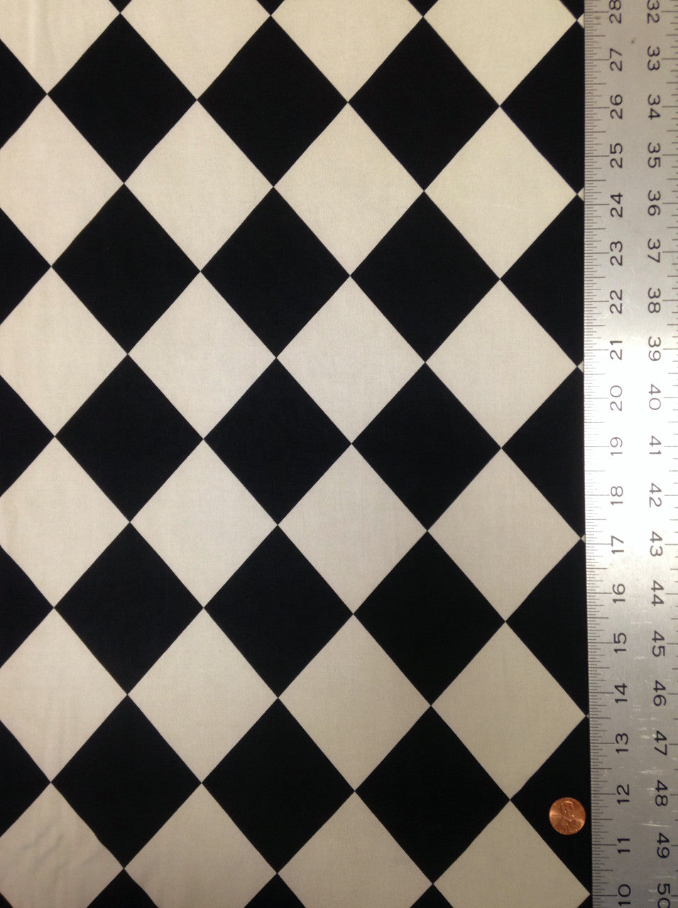 Black Off-White Diamond Pattern Polyester Spandex Knit Jersey Fabric - Black, Off-White Diamond Pattern, 58"-60" Width