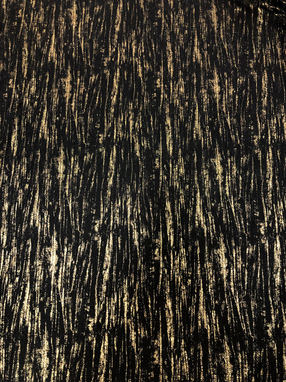Polyester Spandex Textured Fukuro Fabric - Abstract Foil, Black/Silver, Black/Gold, 52/54" Width