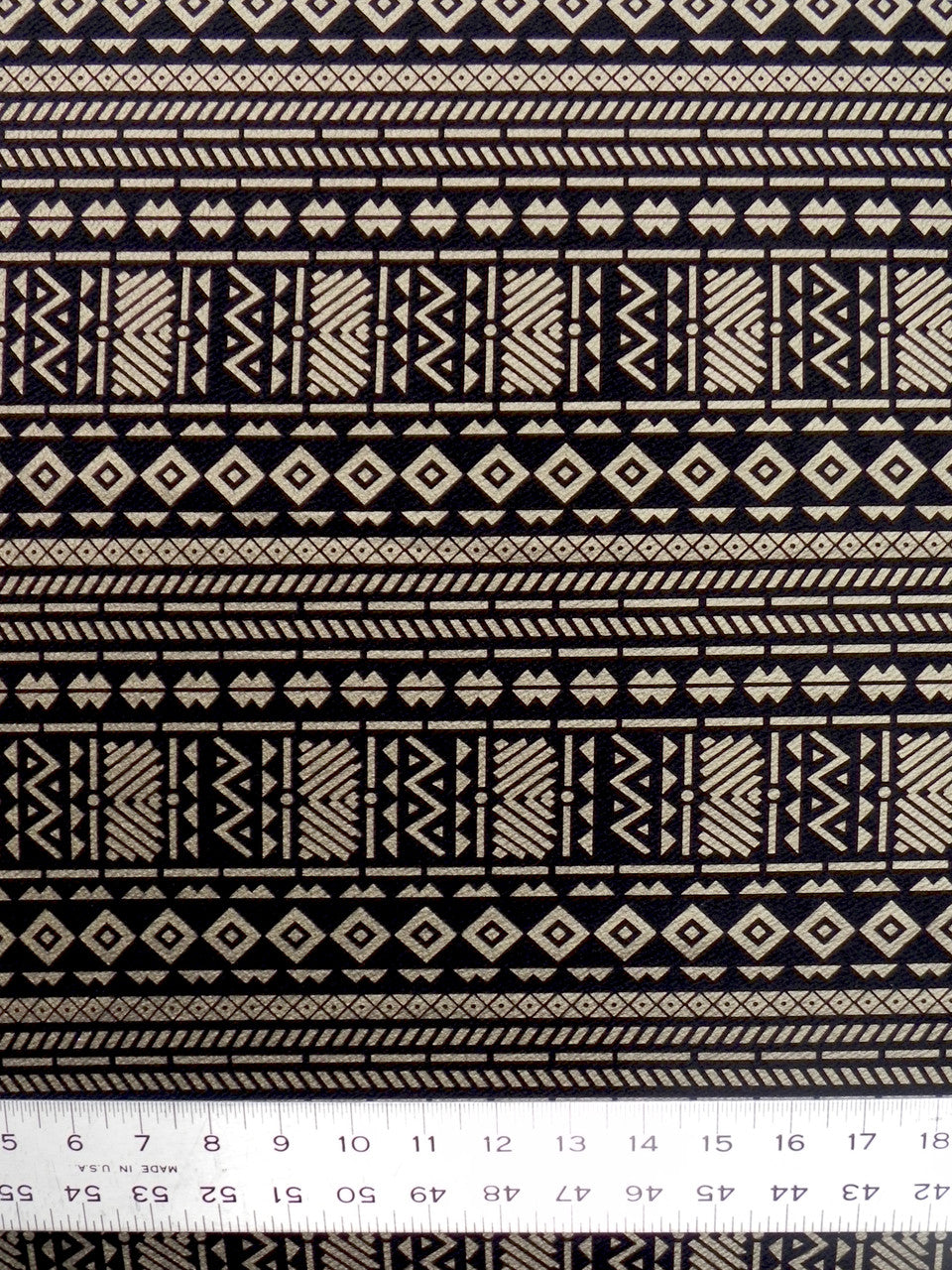 Polyester Fukuro Fabric - Tribal Foil Design, Black/Silver, Black/Gold, 54 To 56 Inches Wide