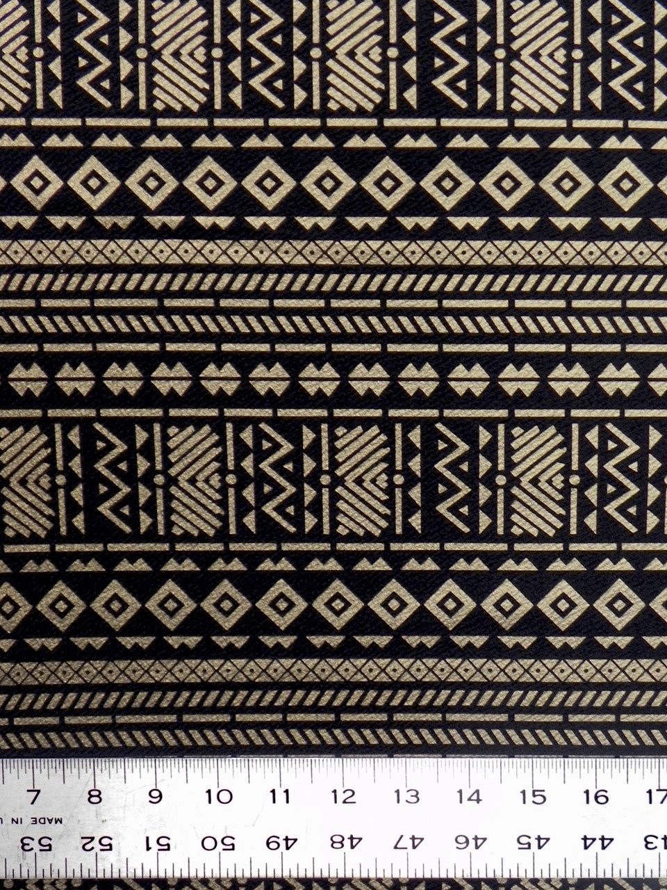 Polyester Fukuro Fabric - Tribal Foil Design, Black/Silver, Black/Gold, 54 To 56 Inches Wide