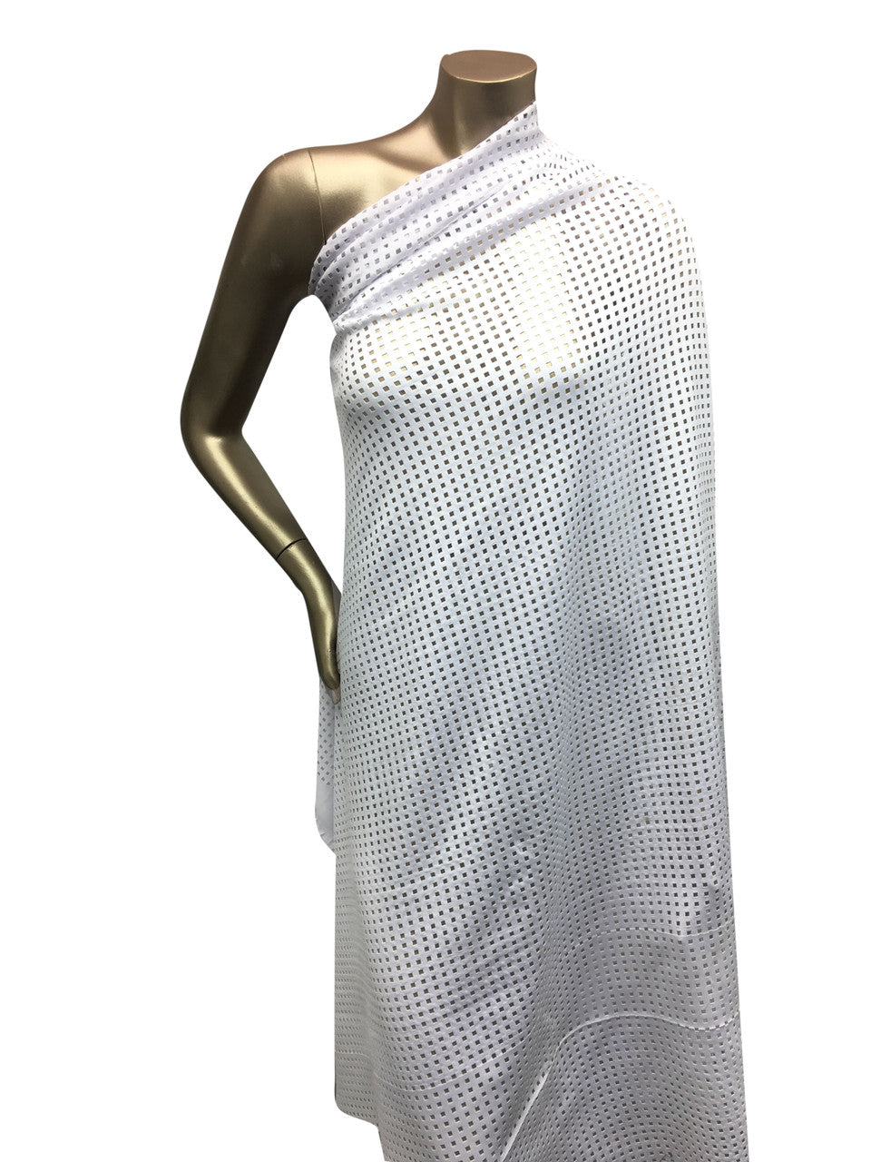 4 Mm Square Laser Cut On Stretch Techno Polyester Spandex Fabric - White, Coral, Dusty Peach, 58"-60" Width