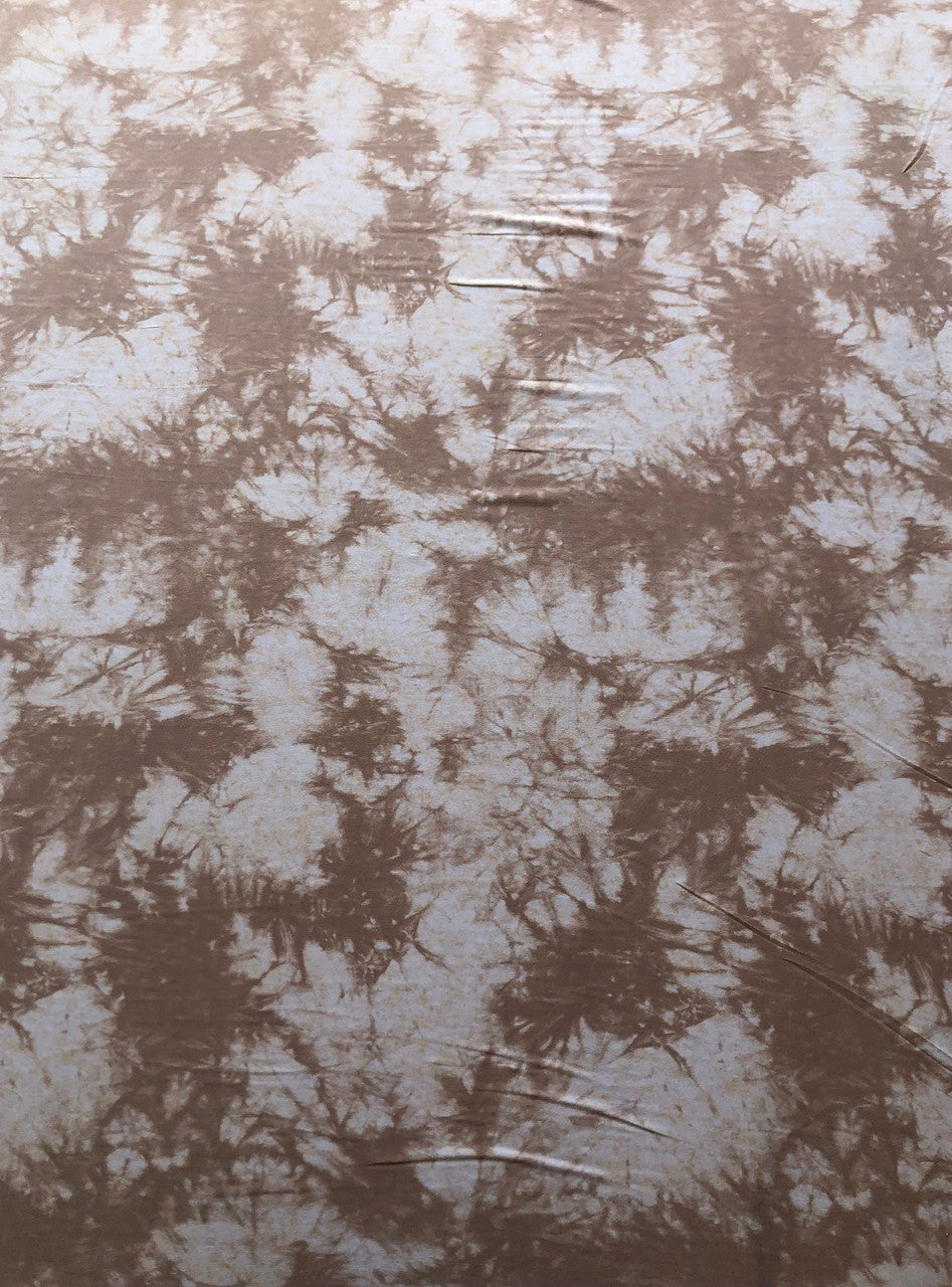 Polyester Spandex ITY Matte Jersey Fabric - Tie Dye, Turquoise, Taupe, 58-60" Width