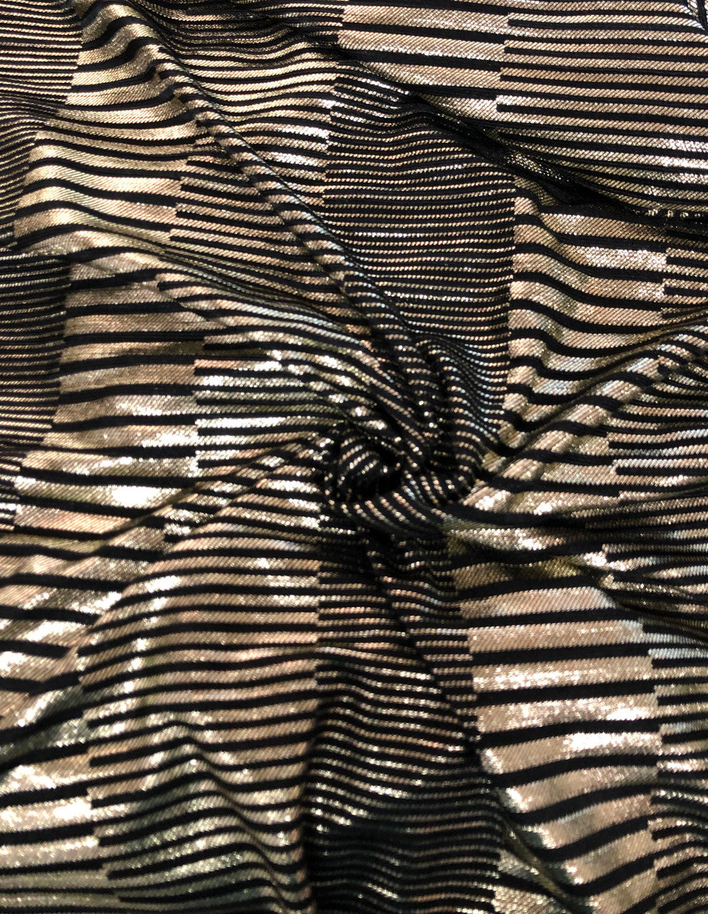 Textured 4X4 Ribbed Polyester Spandex Fabric - Gold Foil Stripes, Oatmeal, Black, Charcoal