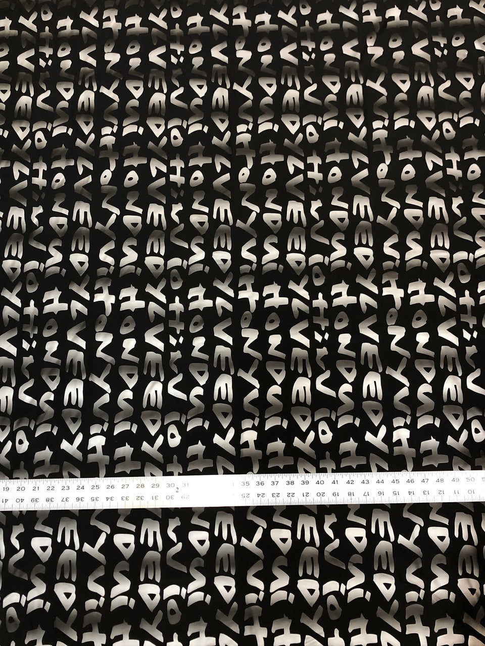 Big Letter Design Polyester Spandex Fabric - Dull Matte Black/Silver Foil, White, Black, Blue, 58" To 60" Width