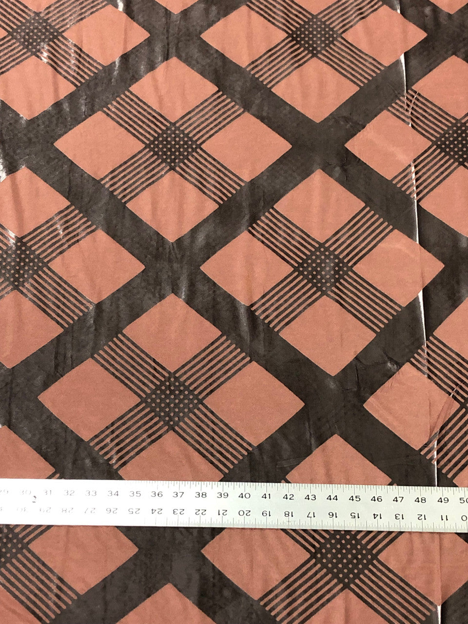 Polyester Spandex Burnout Velvet Fabric - Brown Big Geometric Design, 56-58" Width