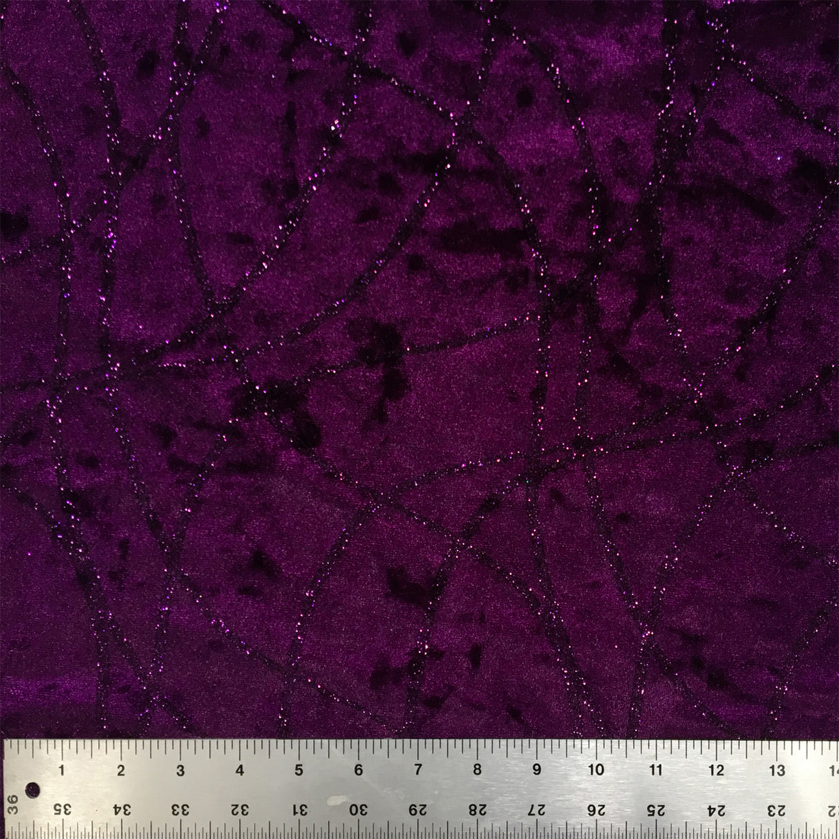 Strands Glitter Design Burnout Velvet Stretch Fabric - Navy, Plum, Glitter Strand Design, 58/60" Width