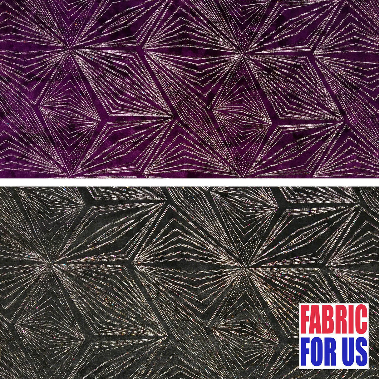 Diagonal Pattern Glitter Design Stretch On Burnout Velvet Fabric - Black, Plum, Diagonal Linear Pattern, 58/60" Wide