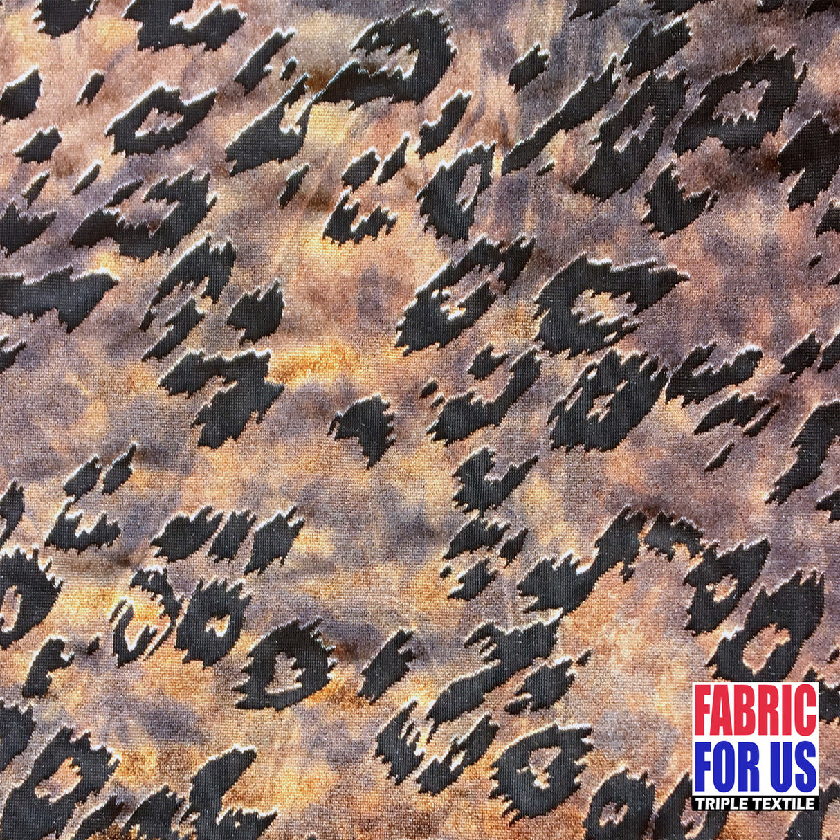 Leopard Spots Burnout Velvet Stretch Fabric - Purple/Brown Leopard Print, 58" Width