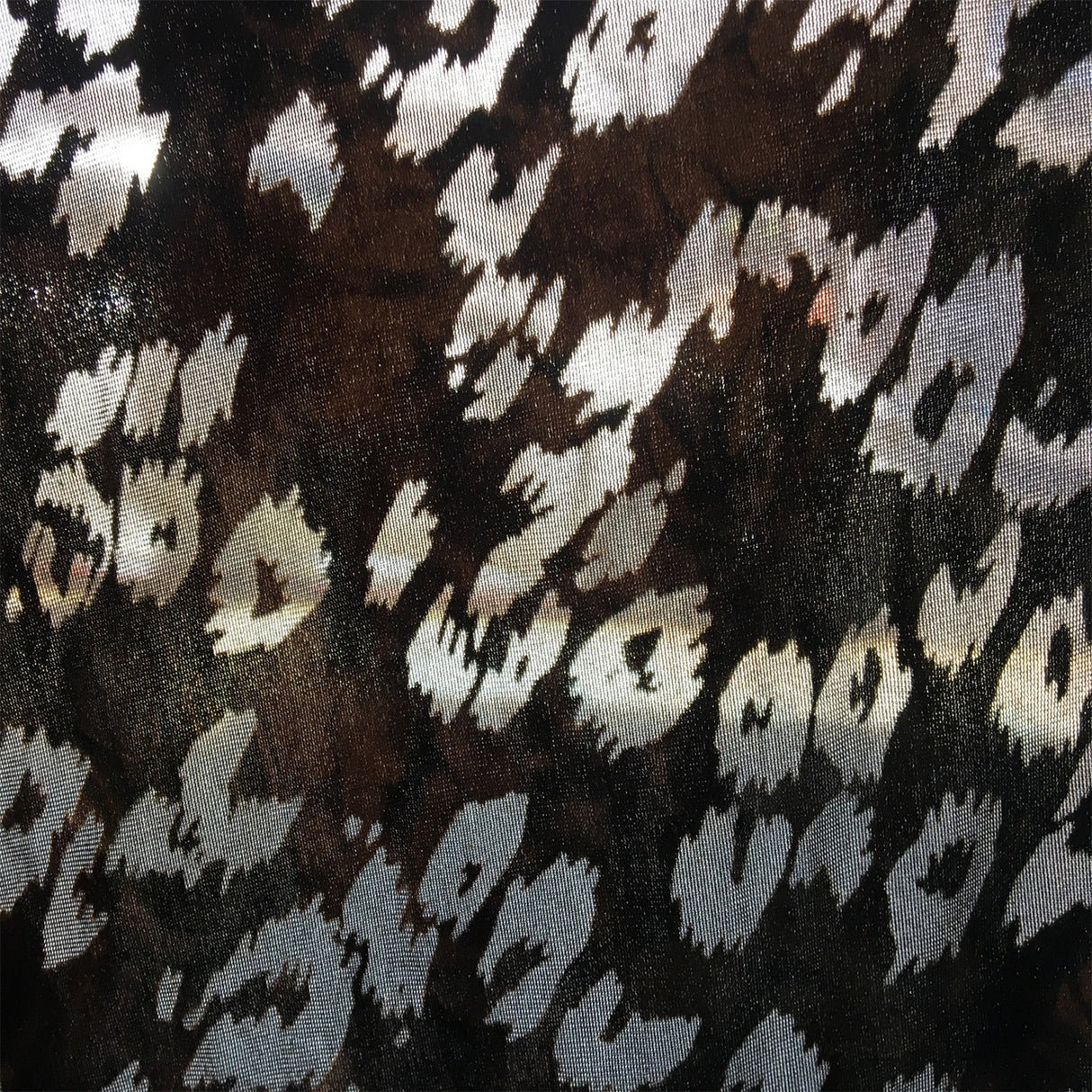 Leopard Spots Burnout Velvet Stretch Fabric - Purple/Brown Leopard Print, 58" Width