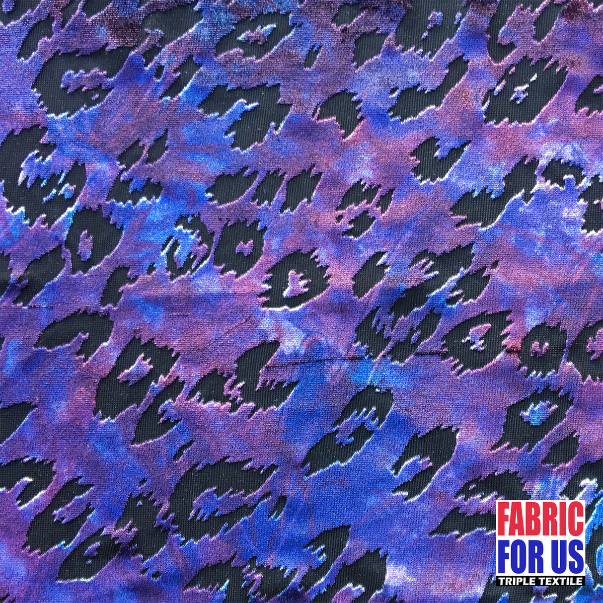 Leopard Spots Burnout Velvet Stretch Fabric - Purple/Brown Leopard Print, 58" Width