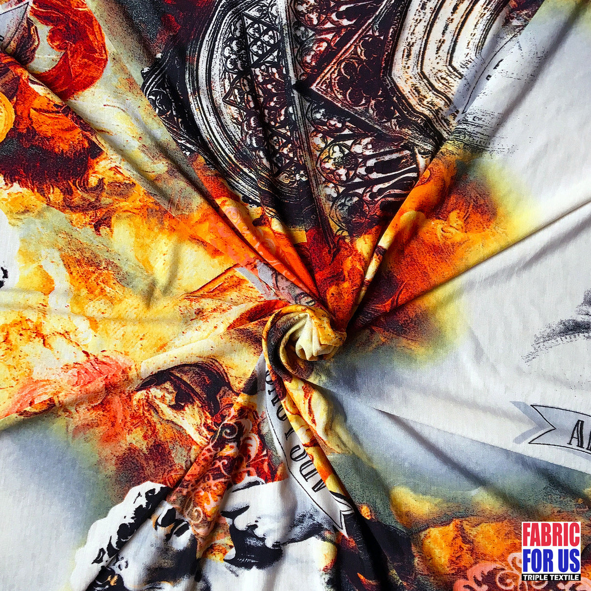Ars Longa Vita Brevis Rome Print Design Stretch Fabric - Roman Print, 58" Width