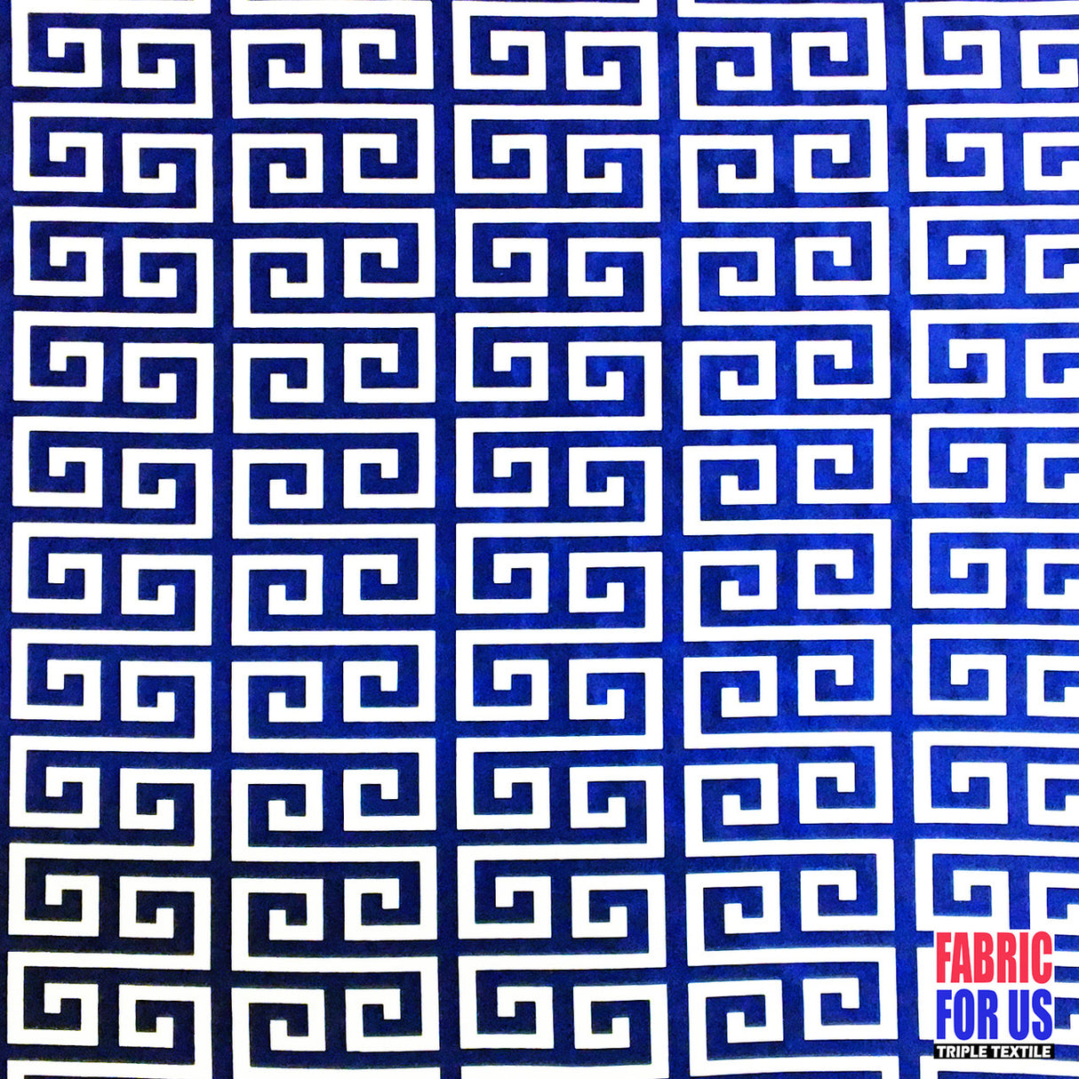 Greek Key Print Design Poly-Spandex Fabric - Navy/Pink Greek Key, 58" Width