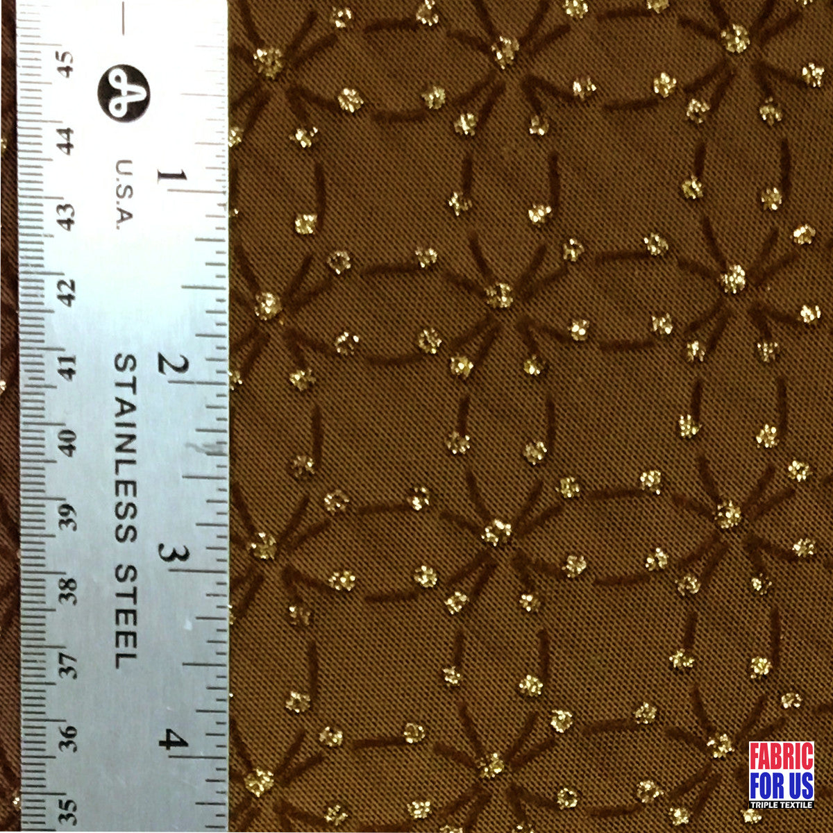Flocking Mesh Stretch Sequin Fabric - Brown/Gold, Black/Silver, 64" Width