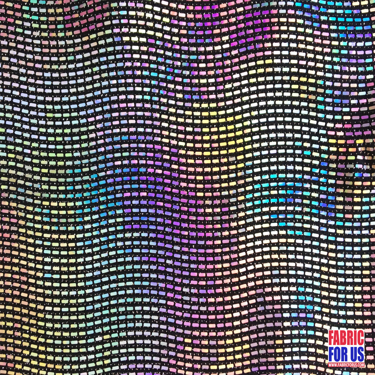 Reflective Holographic Rectangular Trans On Lurex Stretch Fabric - White/Black, 54" Width