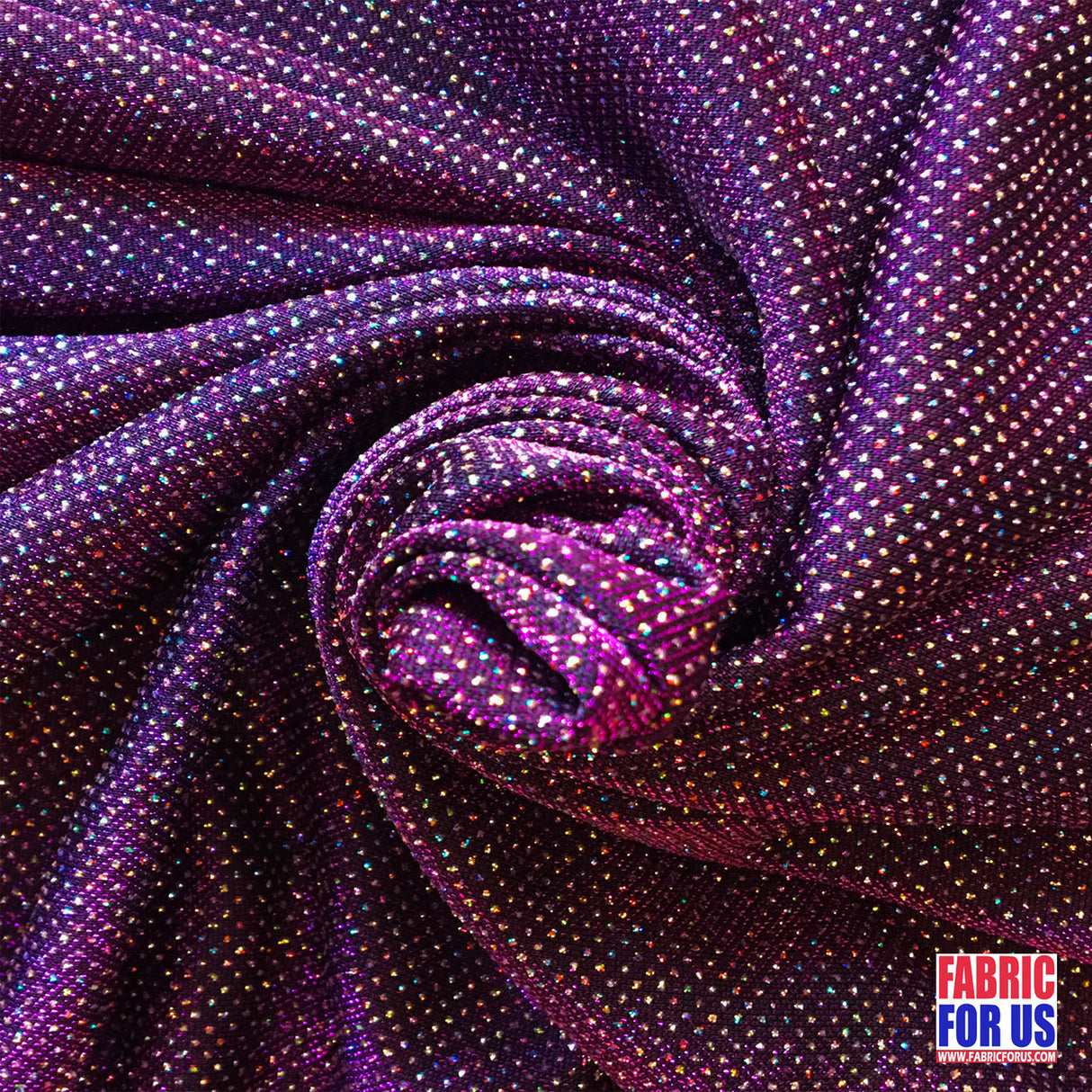 Glitter Enchanted All Over Plum Stretch Fabric - Multi-Colored Glitter, Plum, 60" Width