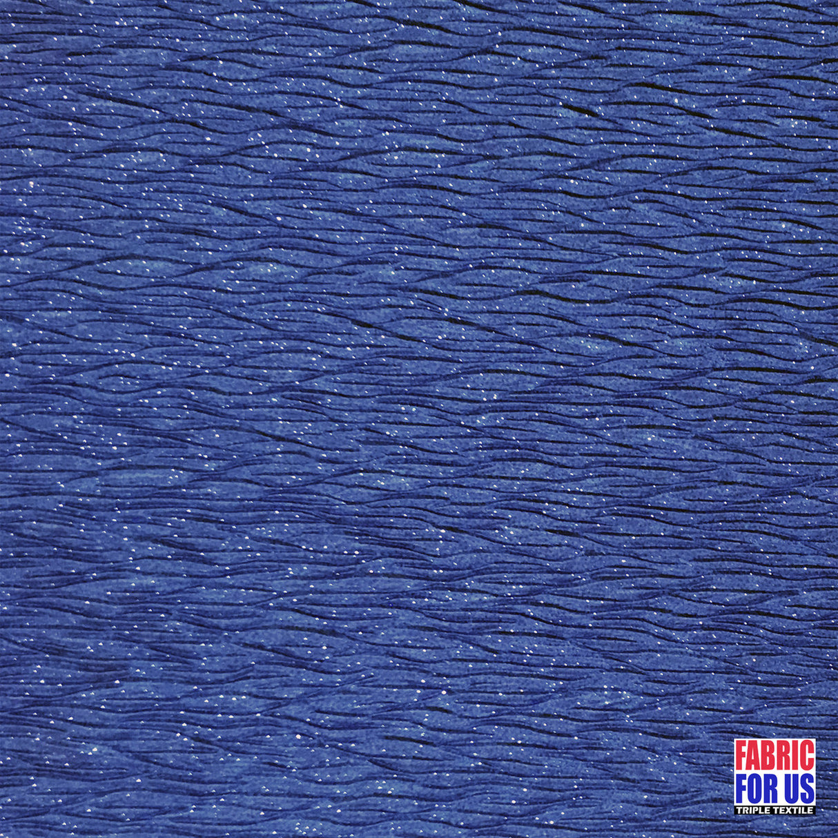 Glitter Crinkled Blue Polyester Fabric - Blue Glitter Crinkled, 58" Width