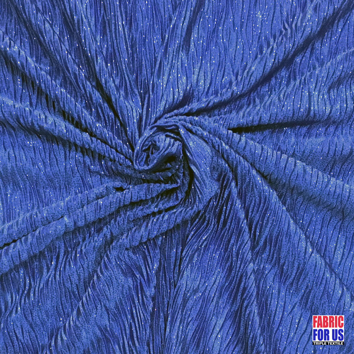 Glitter Crinkled Blue Polyester Fabric - Blue Glitter Crinkled, 58" Width