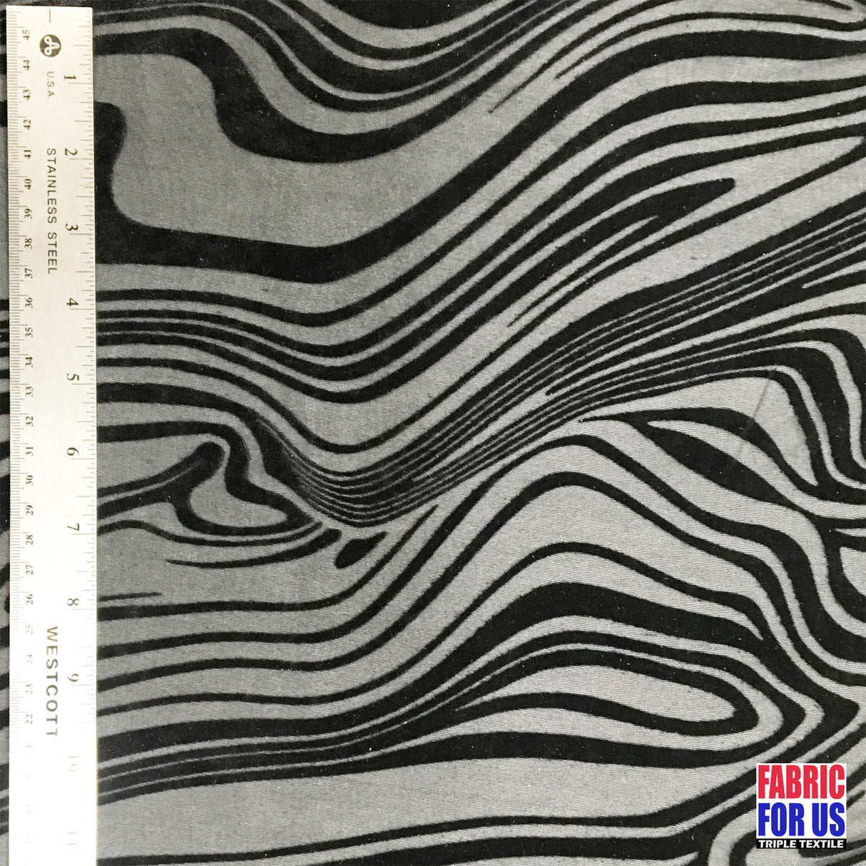 Water Swirl Burnout Velvet Stretch Poly-Spandex Fabric - Taupe/Black Water Swirl Mesh See-Through, 58"/60" Width