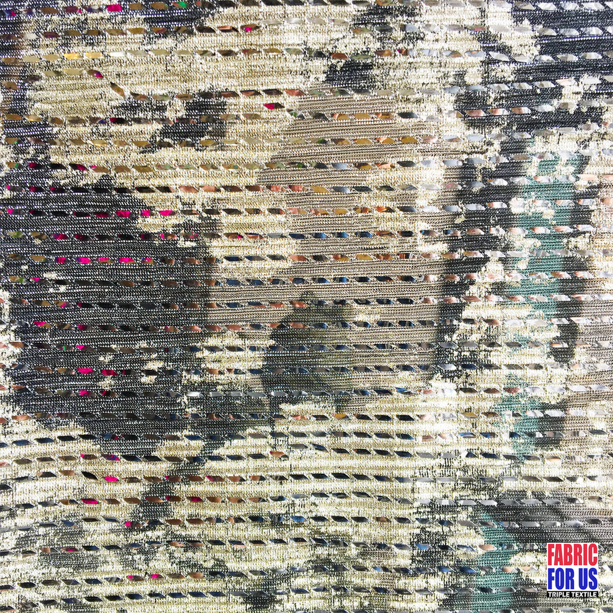 Shiny Natural Grey 100 Percent Polyester Light Fabric - Reflective Square Dots, 58"/60" Wide