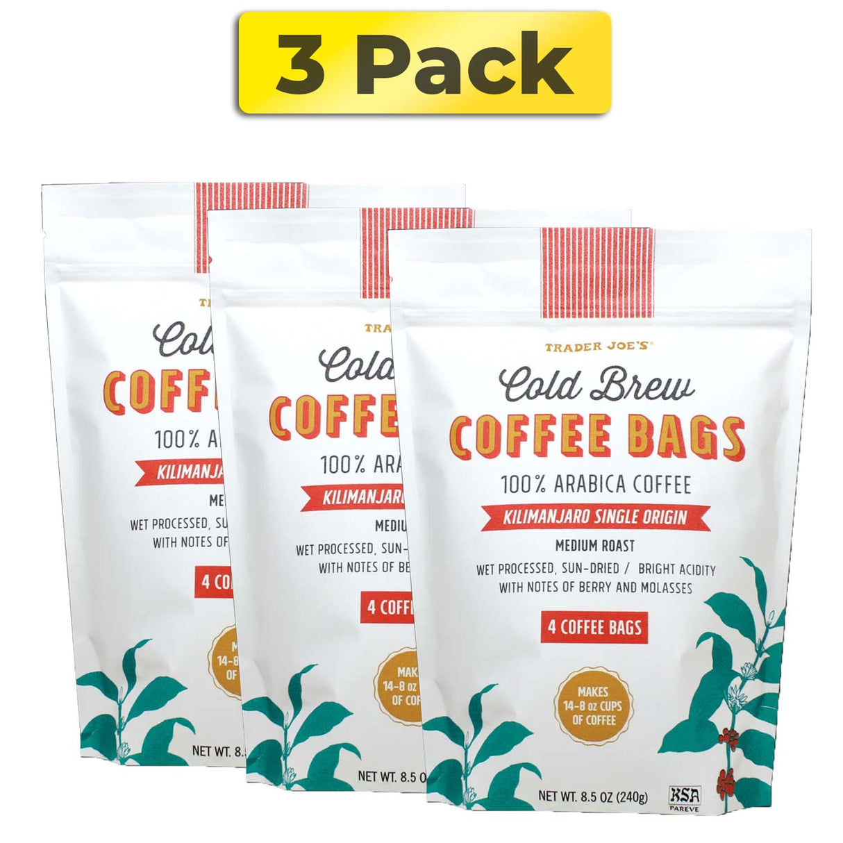 Trader Joes Cold Brew Coffee Bags - 12 Coffee Bags Total - 100% Arabica Coffee