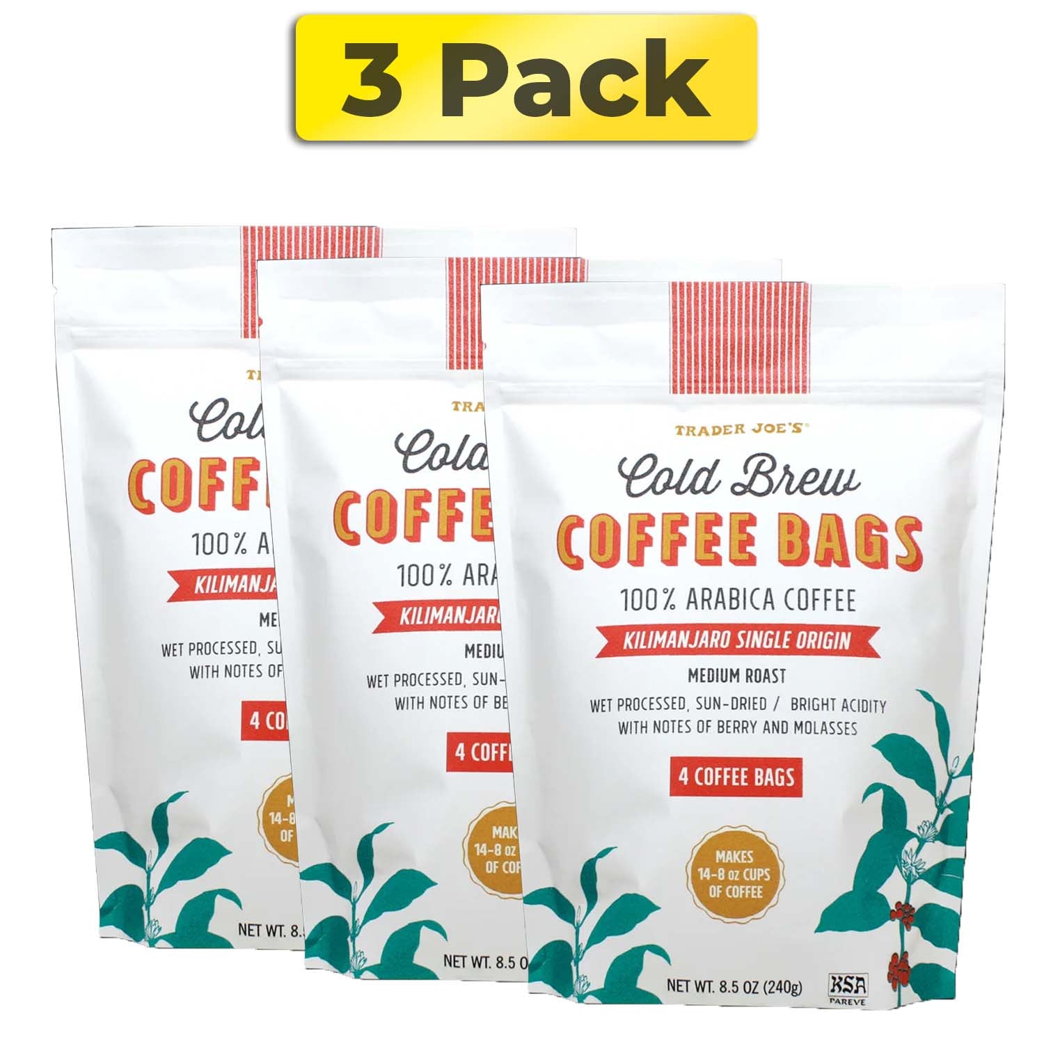 Trader Joes Cold Brew Coffee Bags - 12 Coffee Bags Total - 100% Arabica Coffee