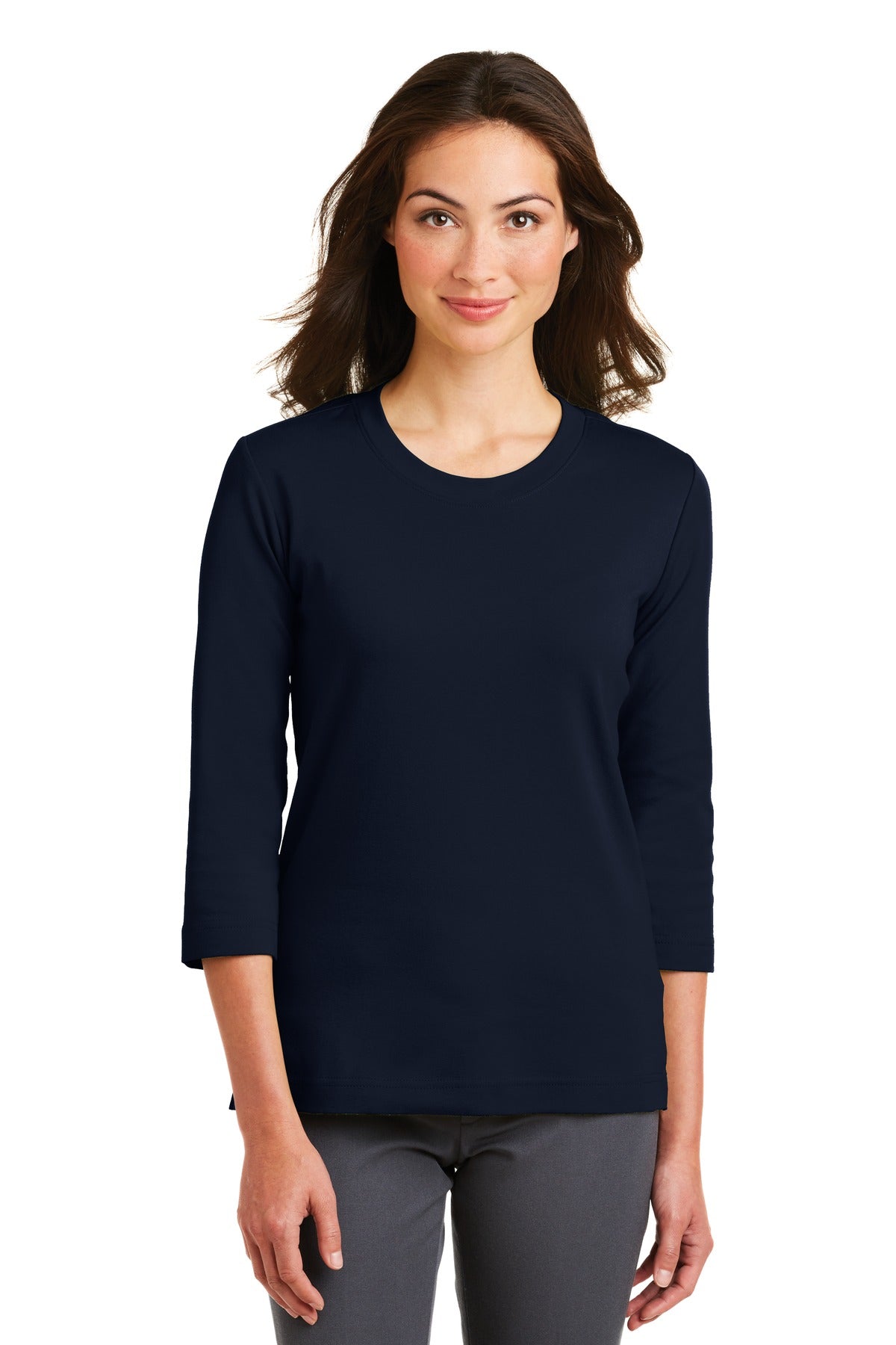 Port Authority® Ladies Modern Stretch Cotton 3/4-Sleeve Scoop Neck Shirt