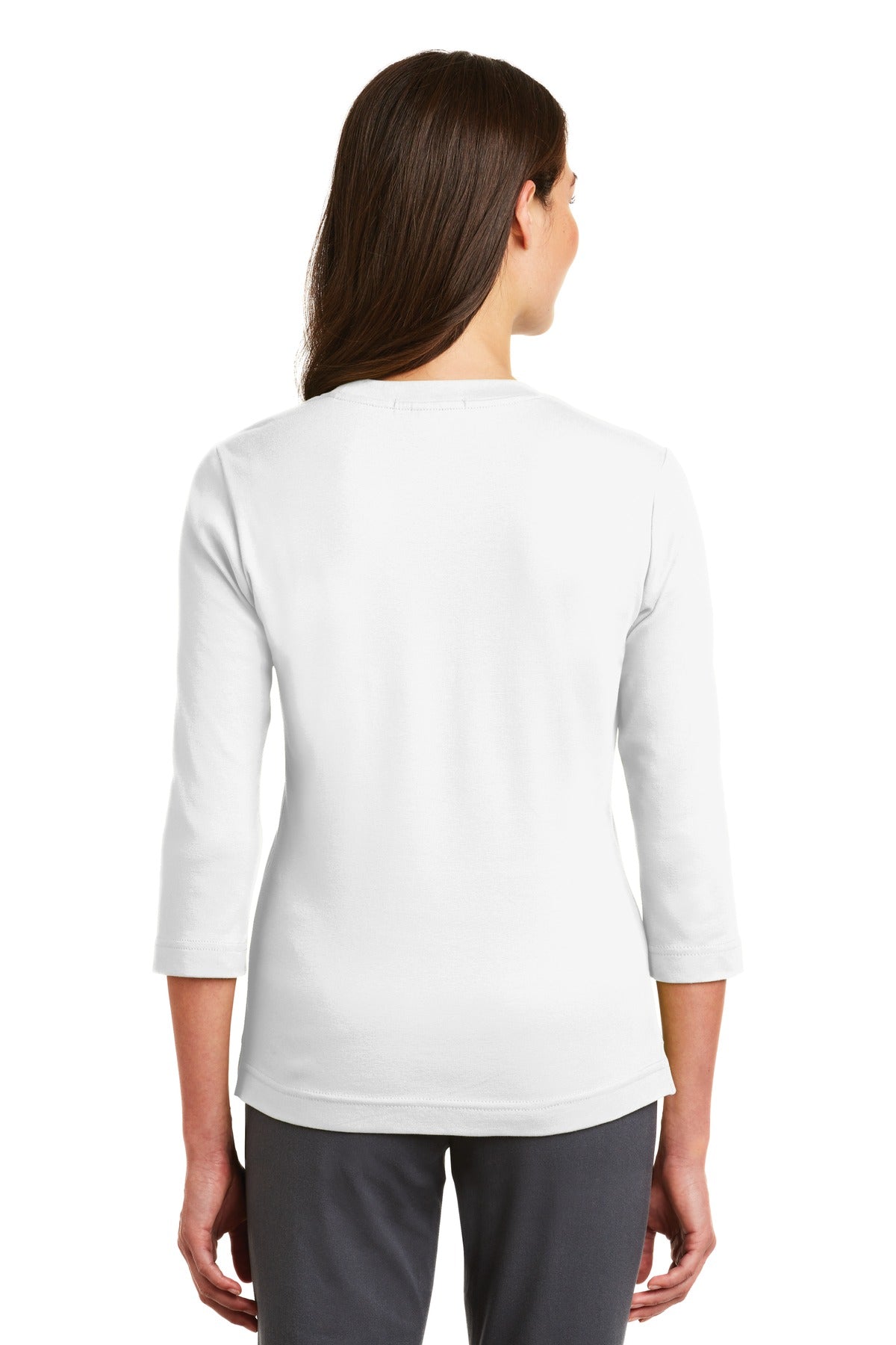 Port Authority® Ladies Modern Stretch Cotton 3/4-Sleeve Scoop Neck Shirt