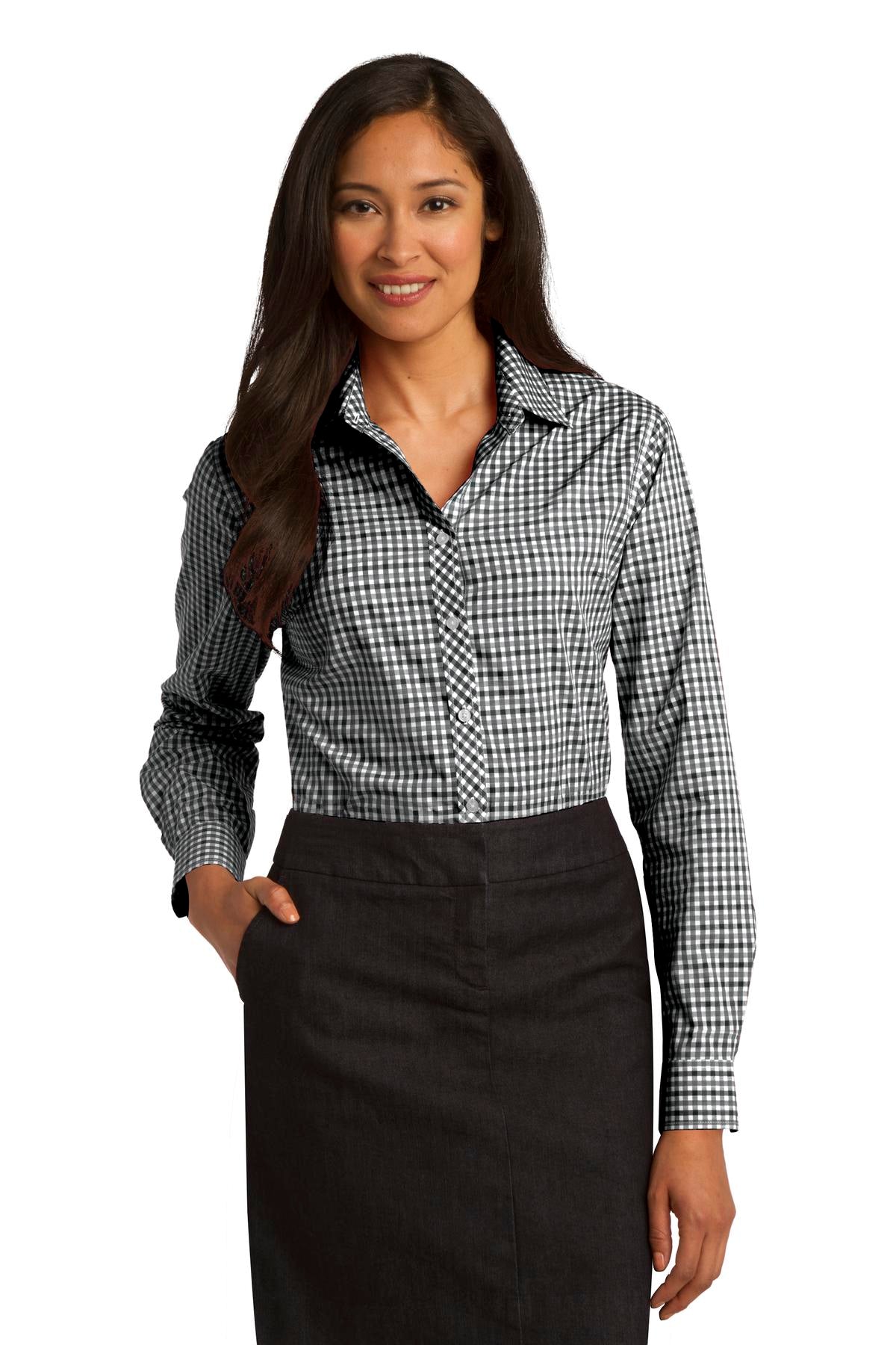 Port Authority® Ladies Long Sleeve Gingham Easy Care Shirt