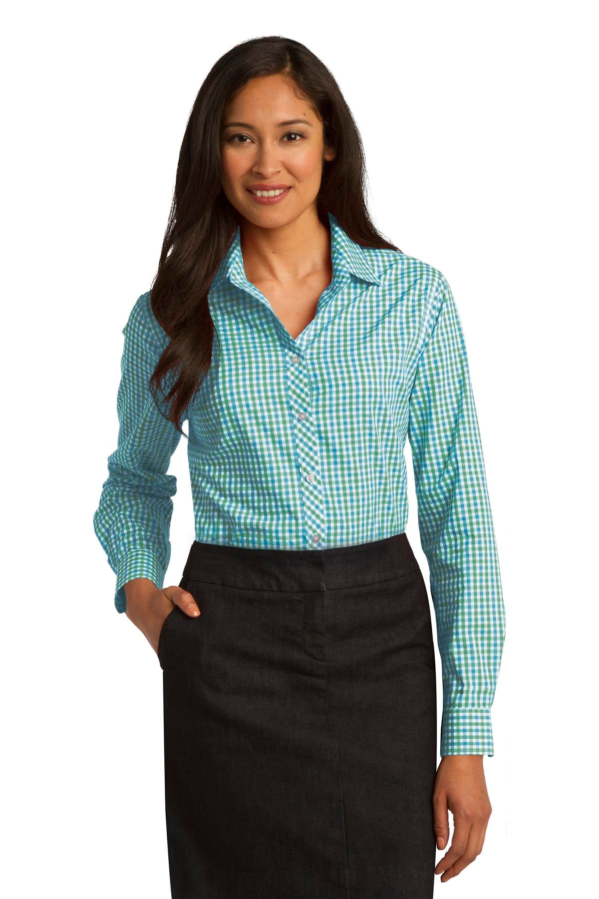 Port Authority® Ladies Long Sleeve Gingham Easy Care Shirt