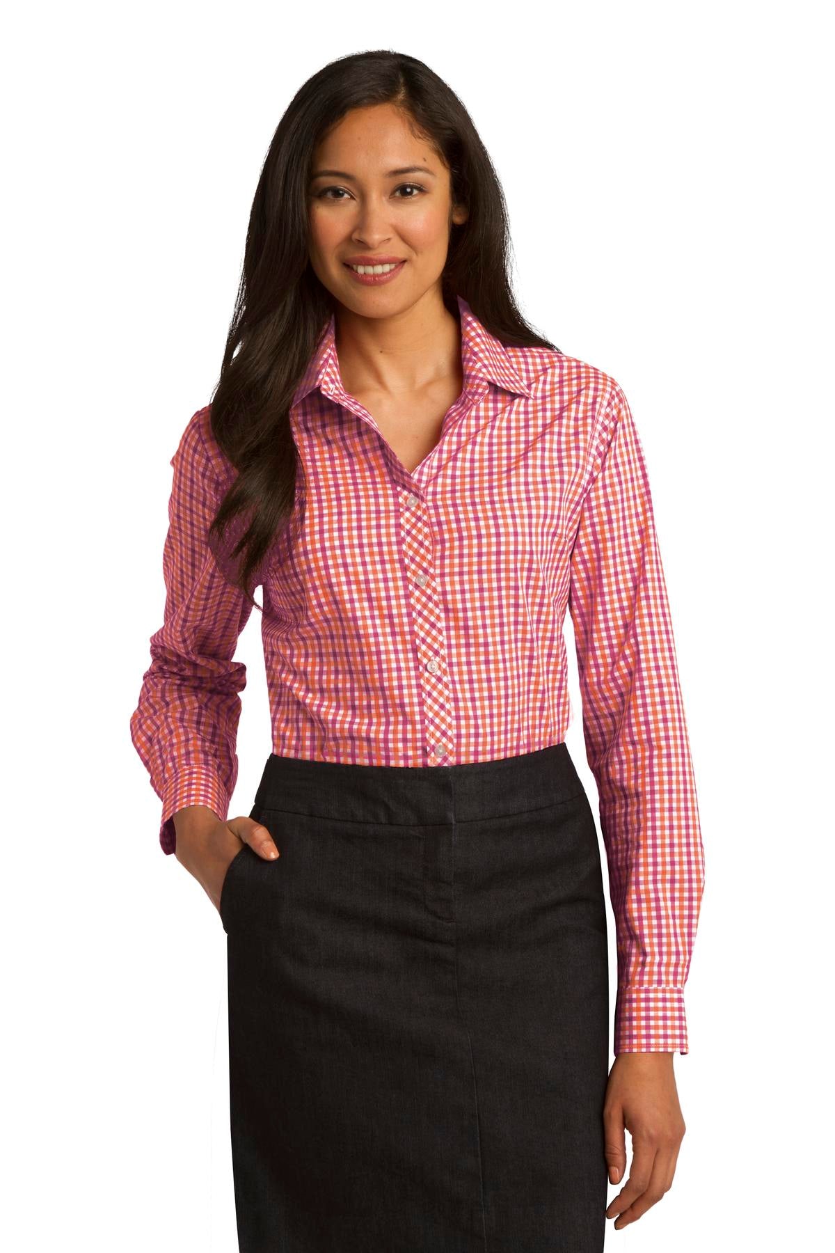 Port Authority® Ladies Long Sleeve Gingham Easy Care Shirt