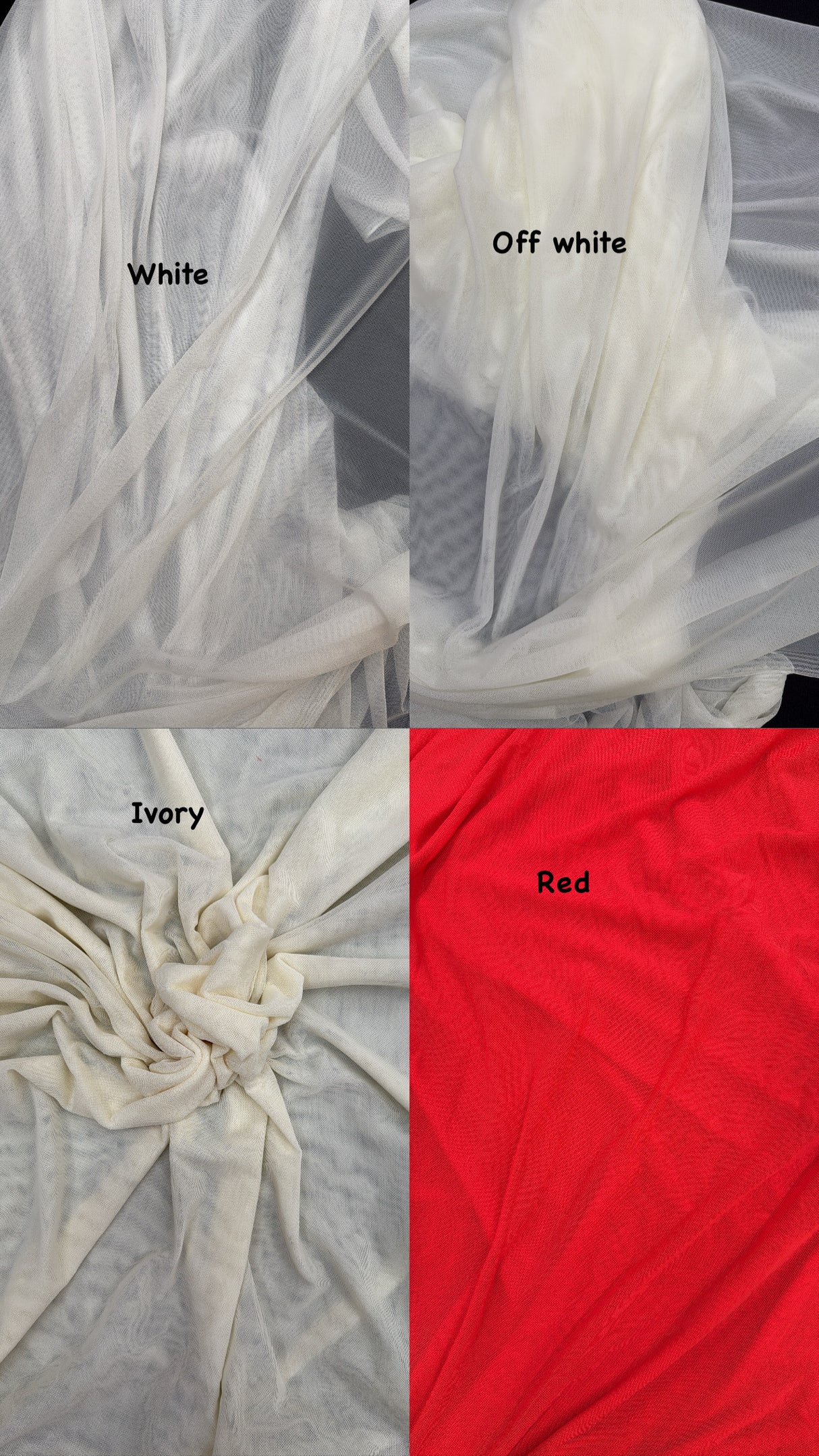 Power Mesh Nylon Spandex Fabric - Ivory Sheer Mesh, 60" Width (1 Yard)