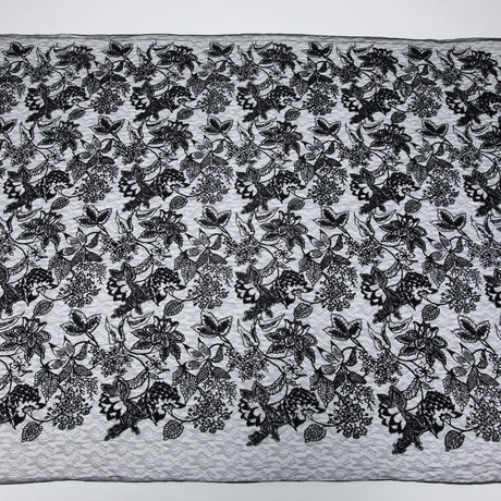 1 Yard Tulle Lace Fabric Embroidered Sequins Ornate Design Elegant Look 50" Wide