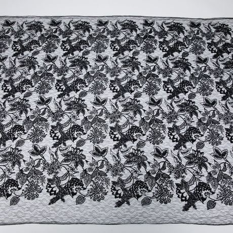 1 Yard 52/54" Wide Tulle Lace Fabric Embroidered with Gorgeous Floral Design Bridal & Costume Fabric