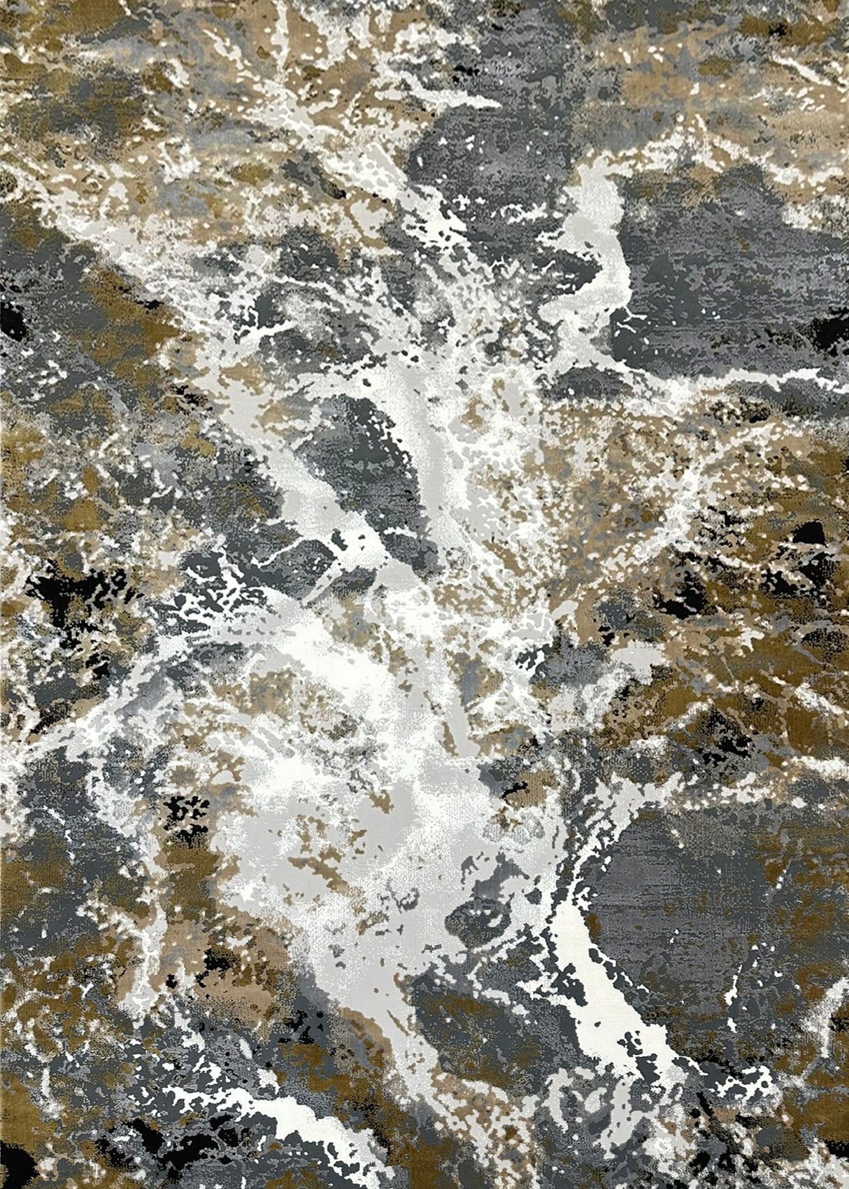 Lala 147 Polyester Viscose Area Rug Fabric - Abstract Grey Marble, Tan Beige Cream White Black Notes, 7' 8" X 10' 5" (1 Piece)