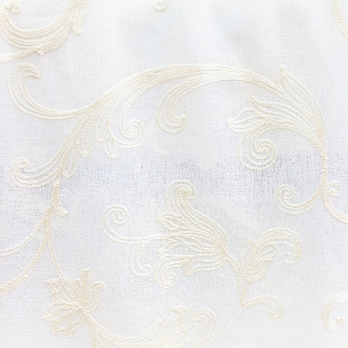 Lana Fabric Polyester Fabric - Embroidered Floral Sheer, 110" Width (1 Yard)