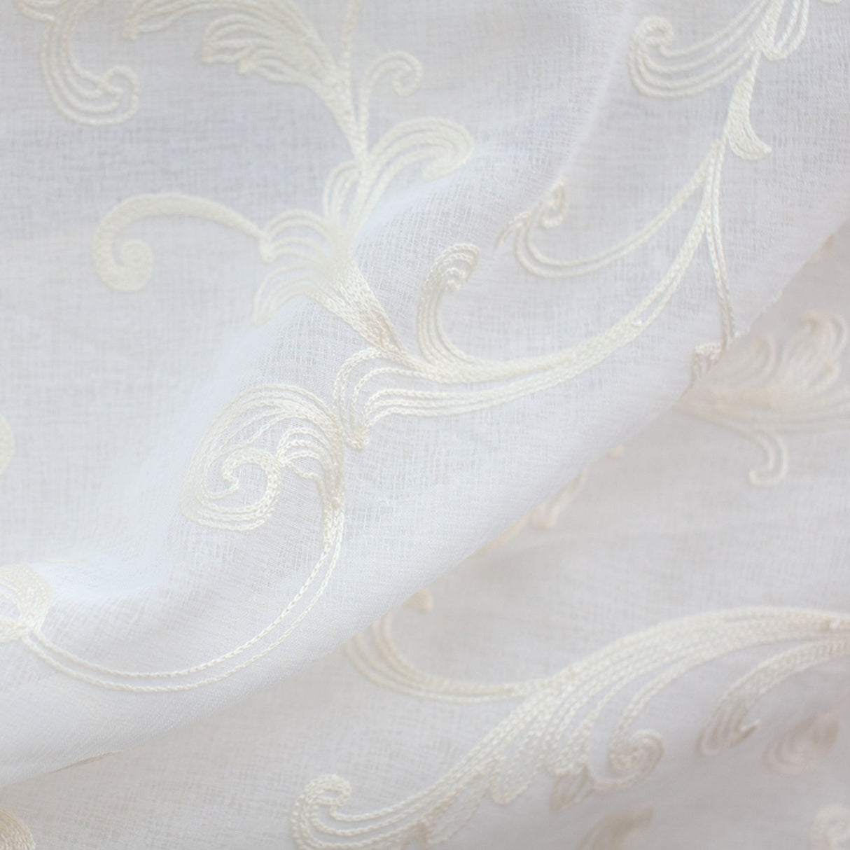 Lana Fabric Polyester Fabric - Embroidered Floral Sheer, 110" Width (1 Yard)