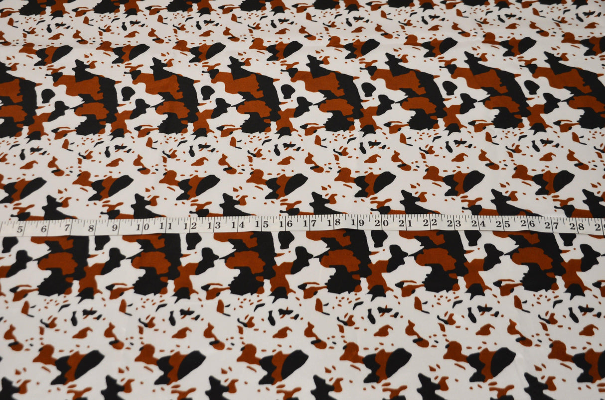 Big Brown Calf Polyester Satin Fabric - Brown Animal Print, 58/60" Width (1 Yard)