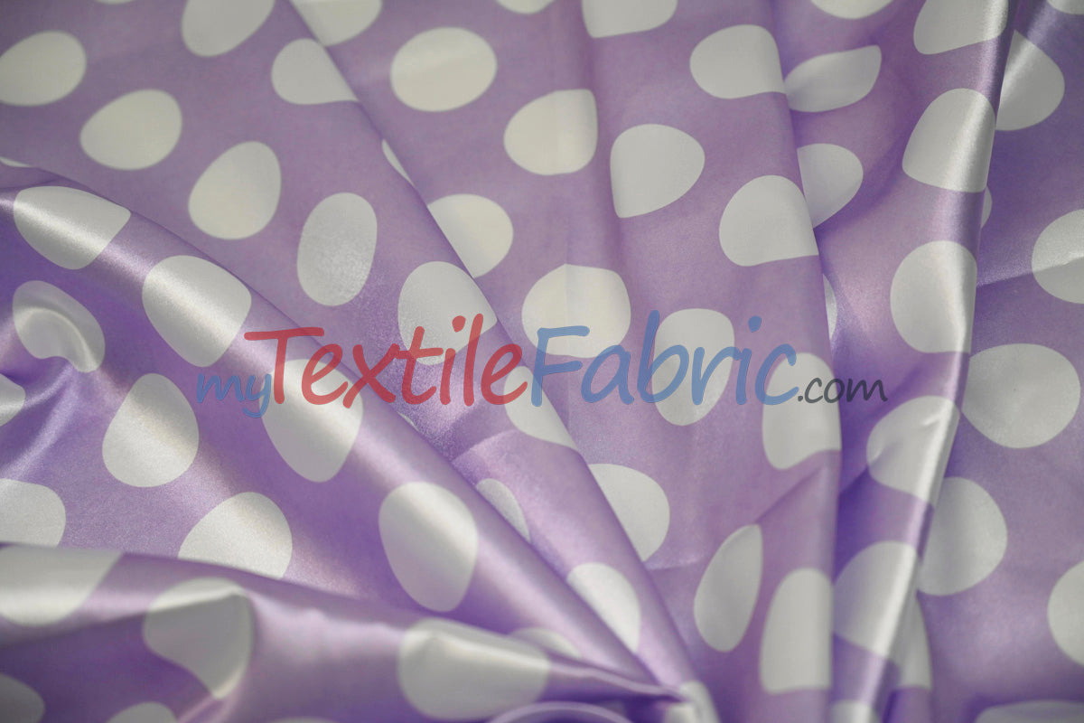 Polka Dot Charmeuse Satin Fabric - 58/60" Width, Multiple Colors, 1.5" Dots (1 Yard)