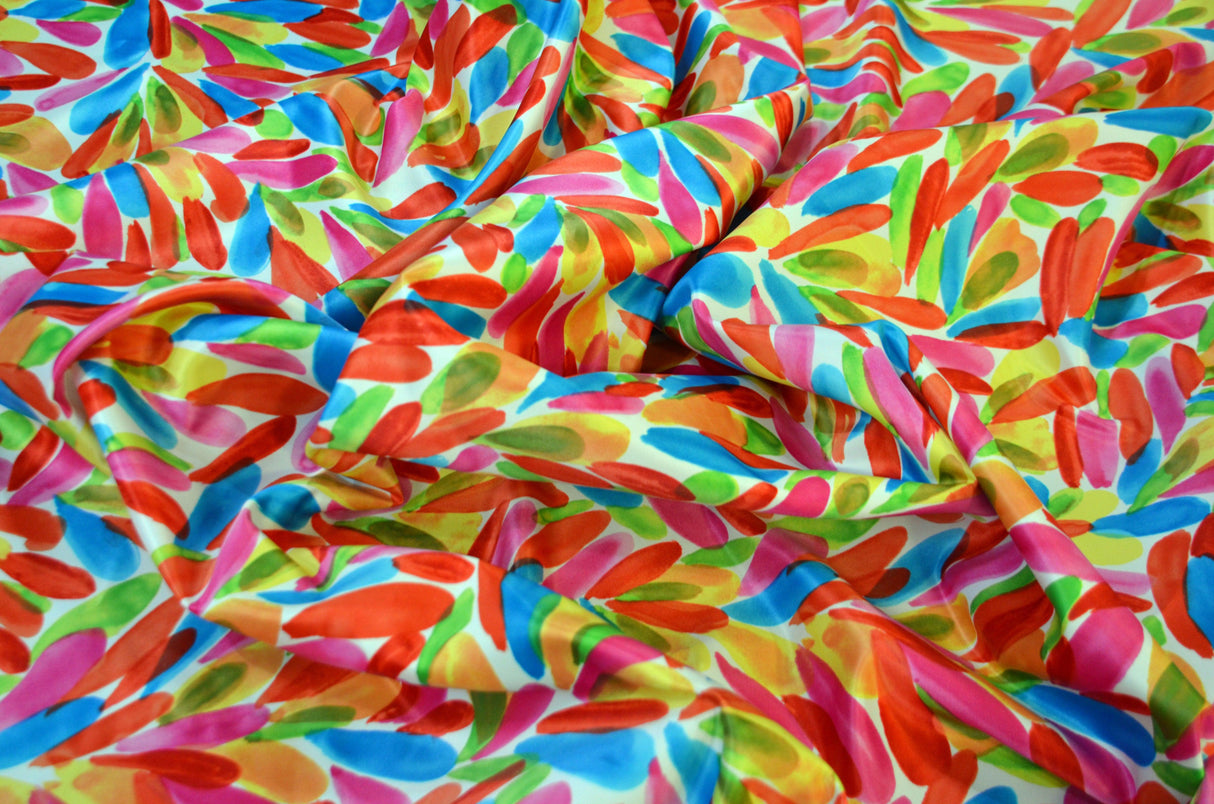LA Vibe Print Polyester Fabric - Vibrant Multicolor Brushstroke, 58/60" Width (Yards)