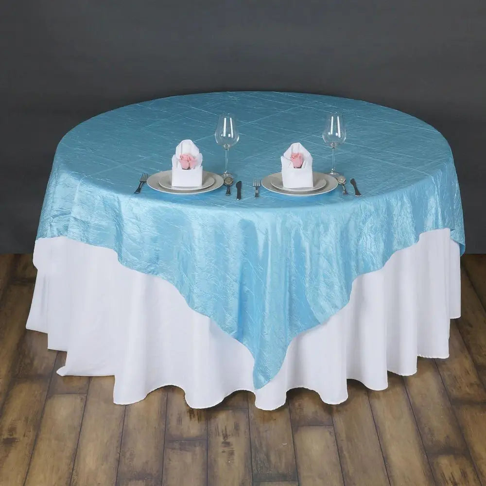 Light Blue Taffeta Crushed Crinkle Square Overlay 72″ x 72″
