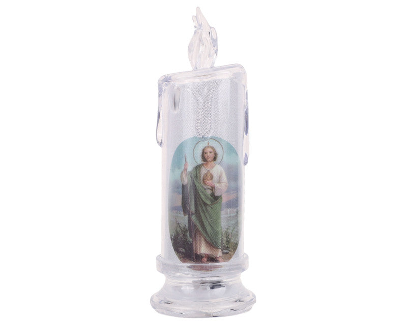 Light Up LED St Judas Religious Candle 7.25 Inch Set of 1