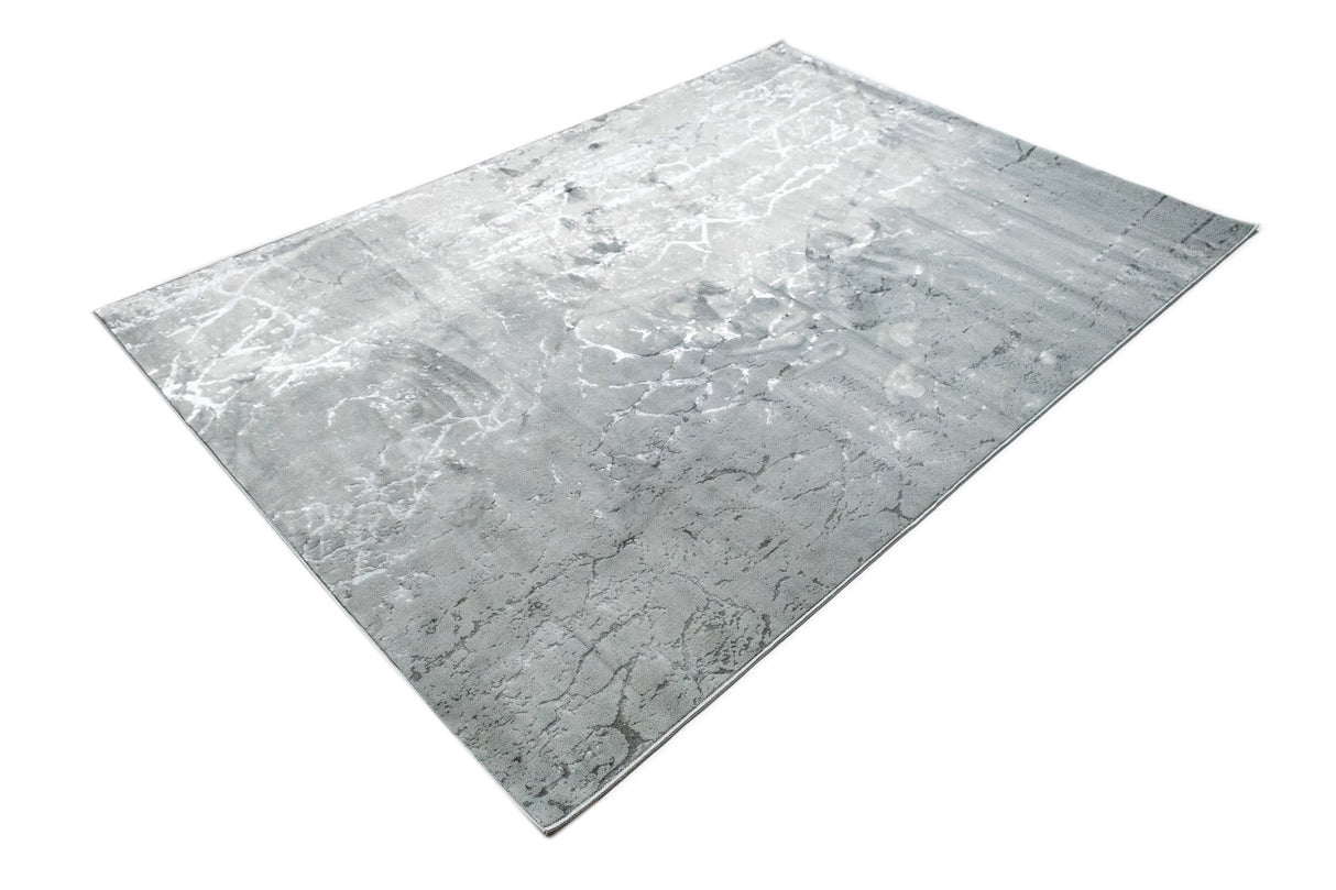 LEON 3203 Polyester Shiny Viscose Area Rug - Grey, Machine Loom, Made In Turkey (9' 8" X 13')
