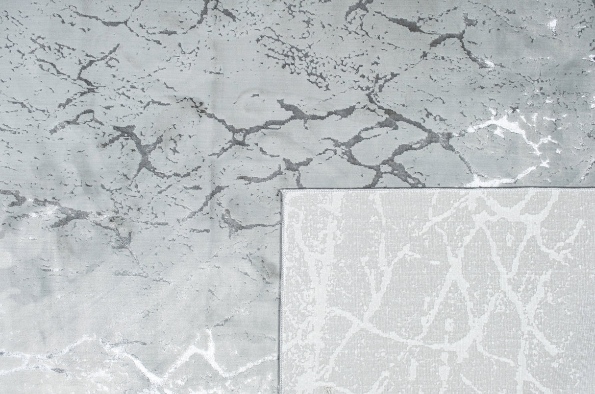 LEON 3203 Polyester Shiny Viscose Area Rug - Grey, Machine Loom, Made In Turkey (9' 8" X 13')
