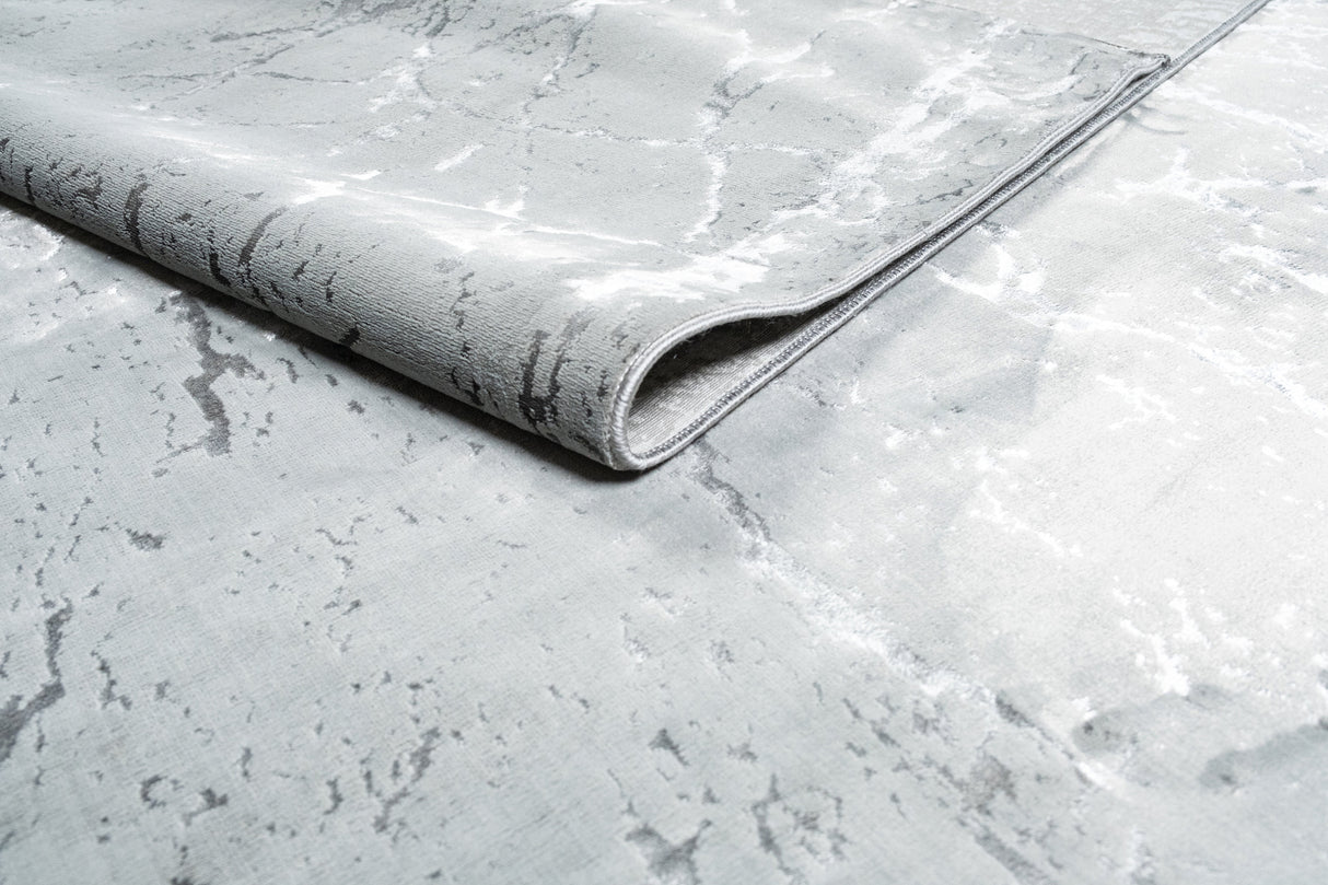 LEON 3203 Polyester Shiny Viscose Area Rug - Grey, Machine Loom, Made In Turkey (9' 8" X 13')