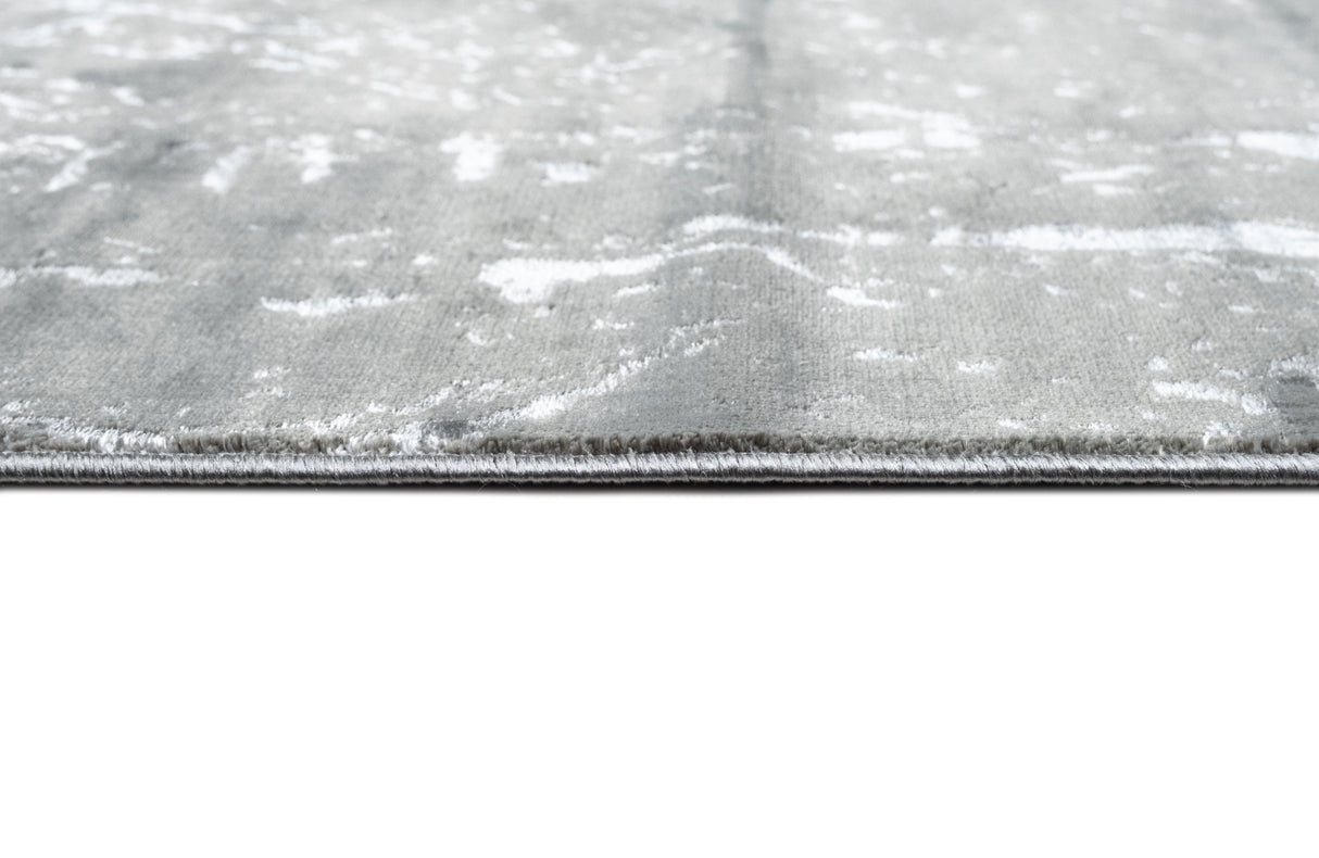 LEON 3203 Polyester Shiny Viscose Area Rug - Grey, Machine Loom, Made In Turkey (9' 8" X 13')