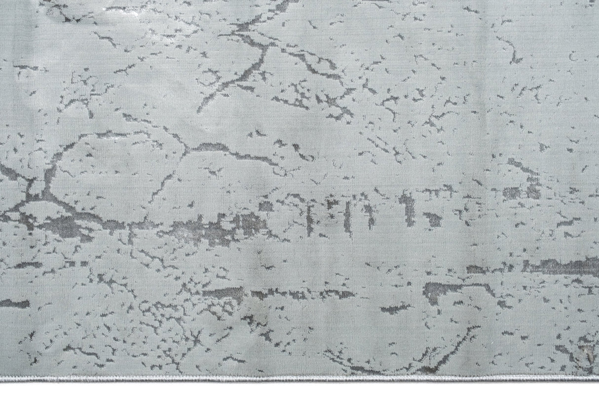 LEON 3203 Polyester Shiny Viscose Area Rug - Grey, Machine Loom, Made In Turkey (9' 8" X 13')